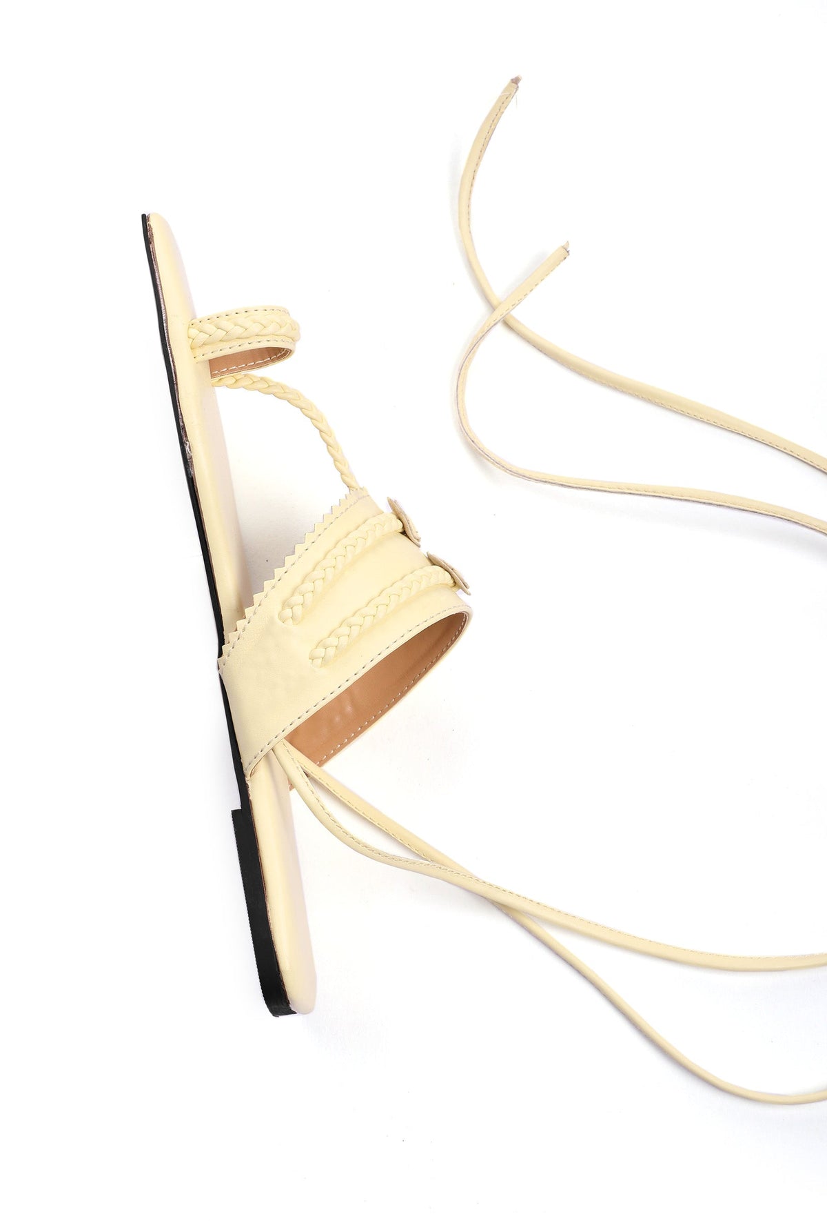 Yellow Kolhapuri Tie Up Flats サイズ EU36