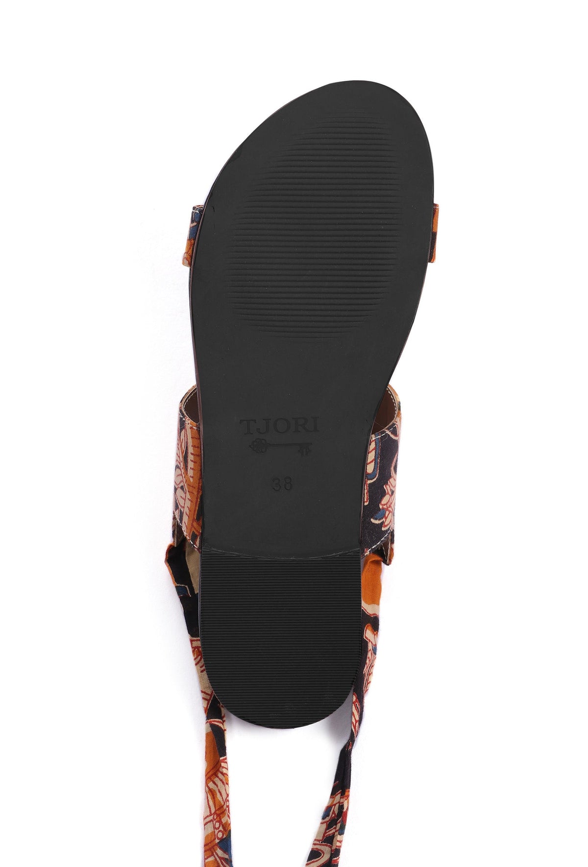 Black Kalamkari Tie Up Flats サイズ EU40