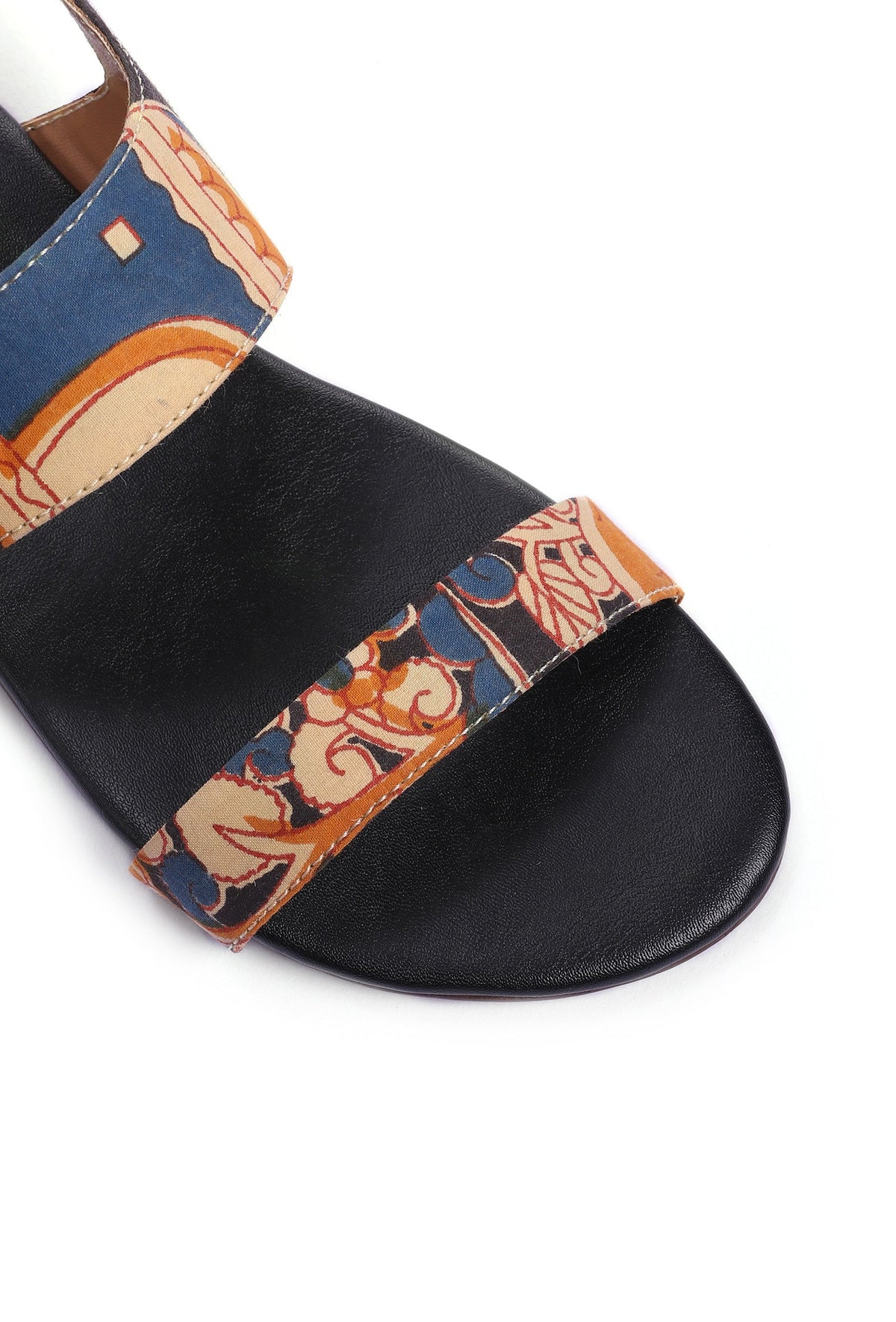 Black Kalamkari Tie Up Flats サイズ EU41