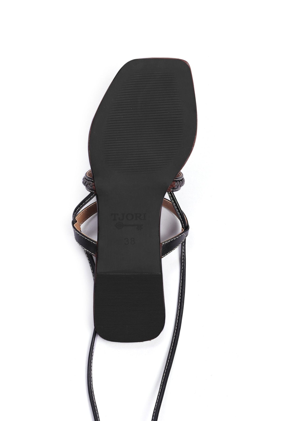 Charcoal Black Braided Tie Up Flats サイズ EU42