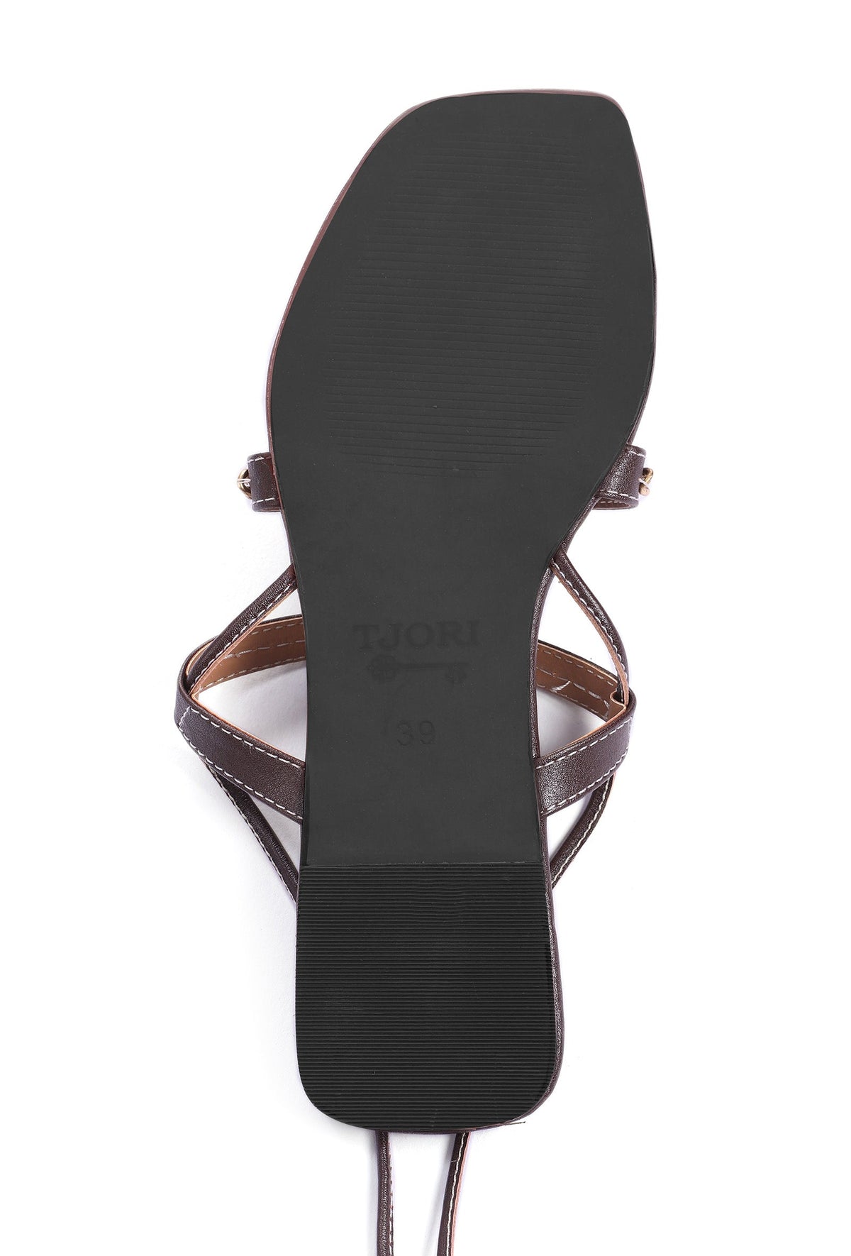 Brown Linked Chain Summer Tie Up Flats サイズ EU39