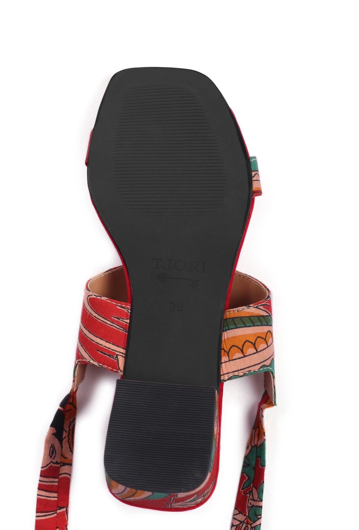 Scarlet Red Kalamkari Tie Up Heels サイズ EU36