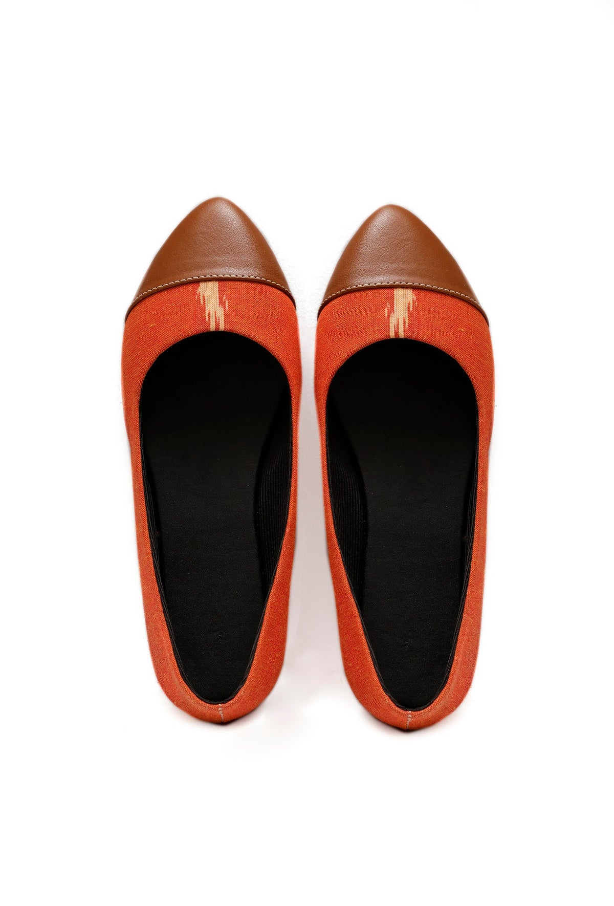 Tangerine Orange Cruelty Free Leather Ballerinas サイズ EU39