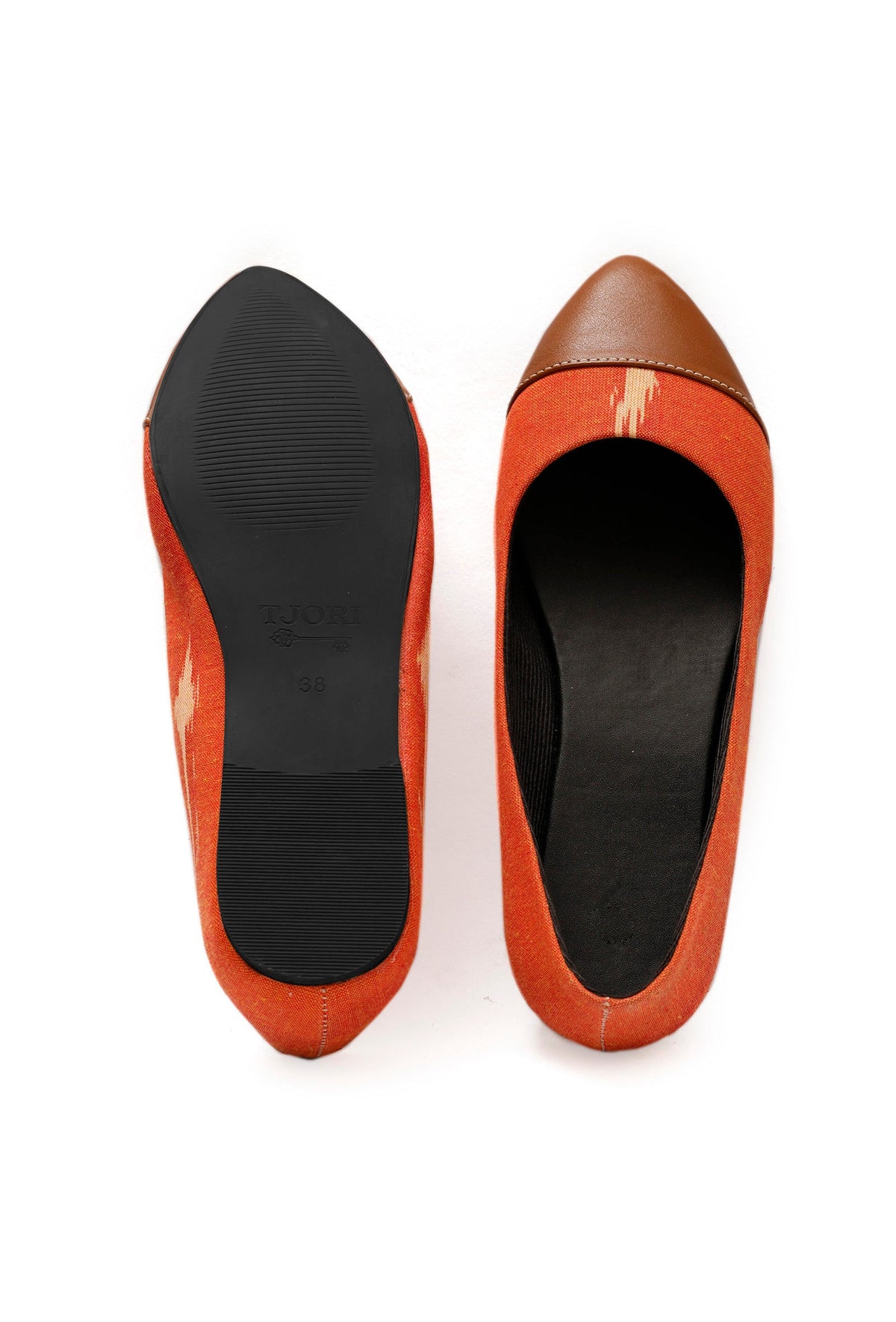 Tangerine Orange Cruelty Free Leather Ballerinas サイズ EU42