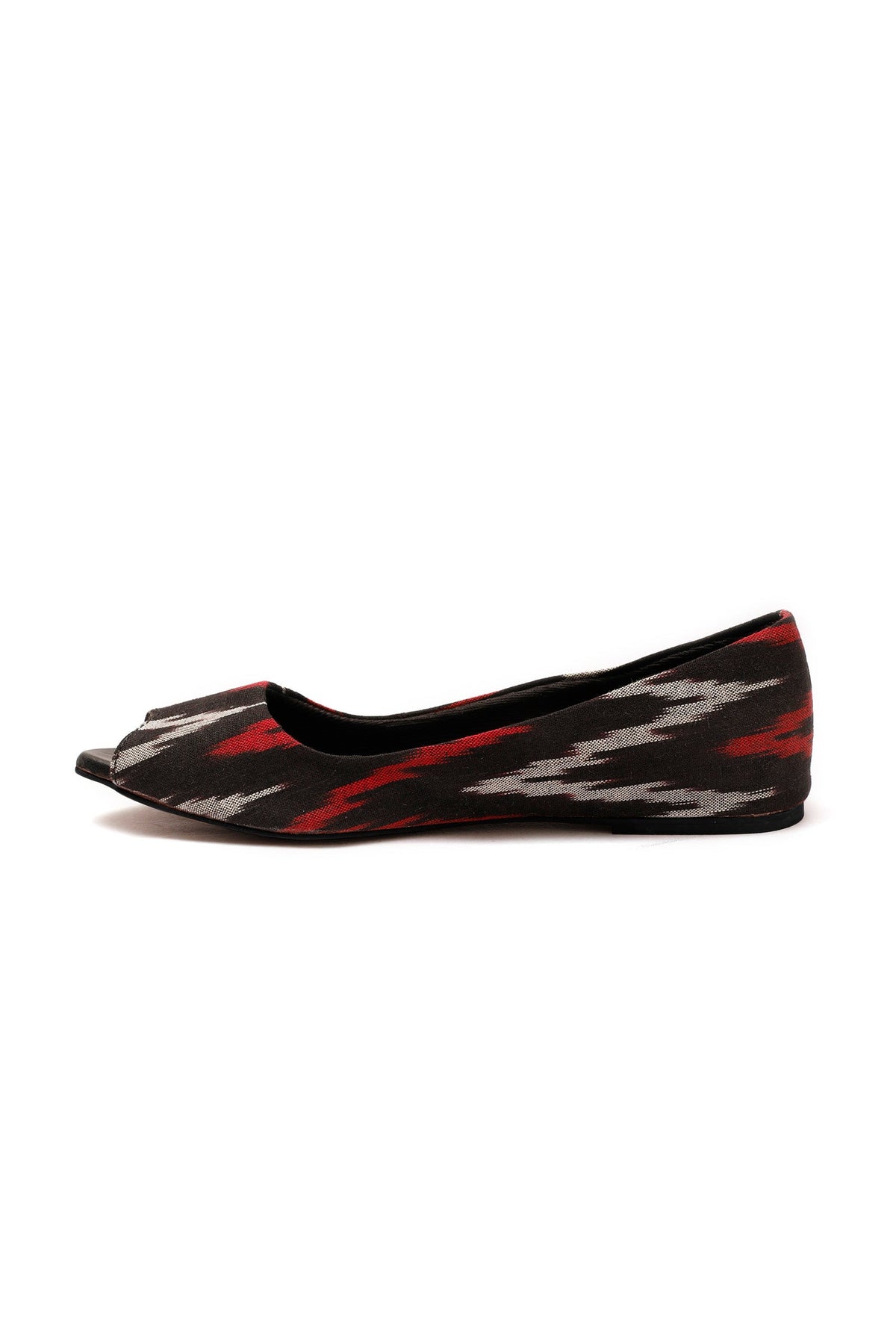 Black Ikkat Cruelty Free Leather Flat Ballerinas サイズ EU38
