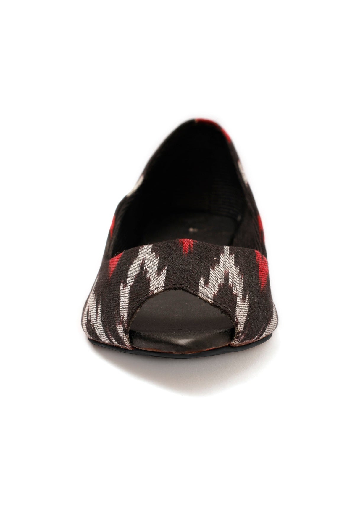 Black Ikkat Cruelty Free Leather Flat Ballerinas サイズ EU37