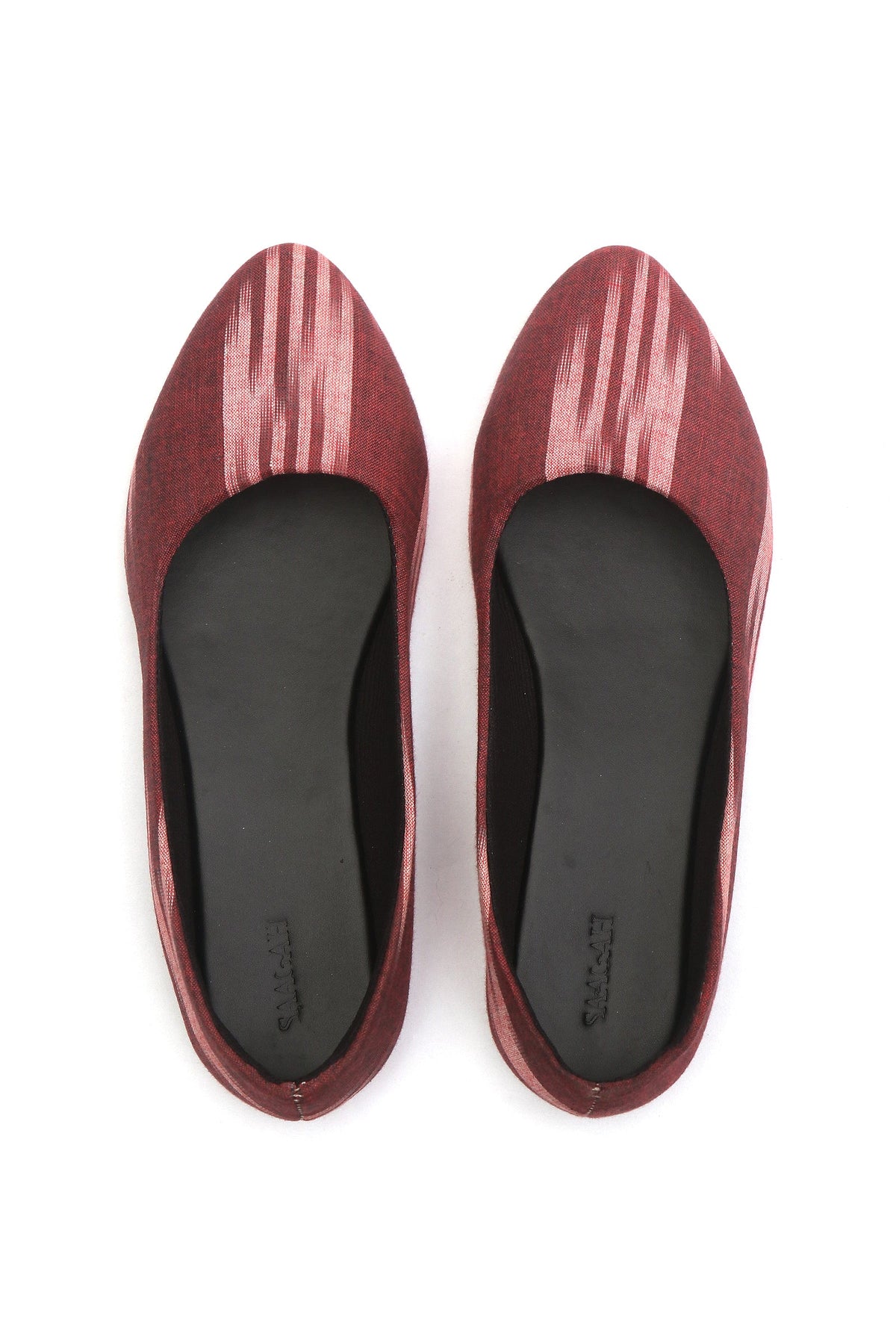 Maroon Ikkat Cruelty Free Leather Flat Ballerinas サイズ EU37