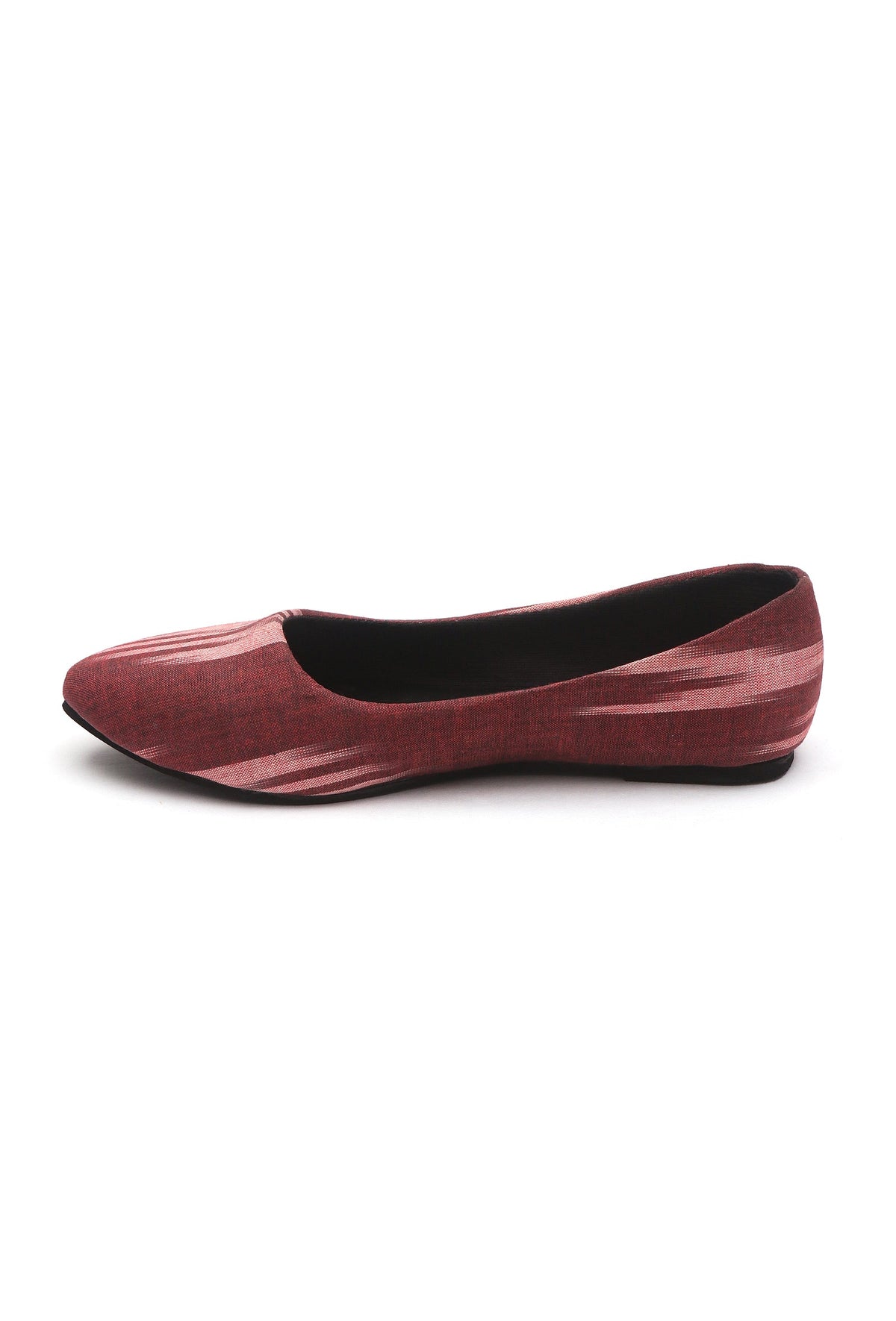 Maroon Ikkat Cruelty Free Leather Flat Ballerinas サイズ EU37