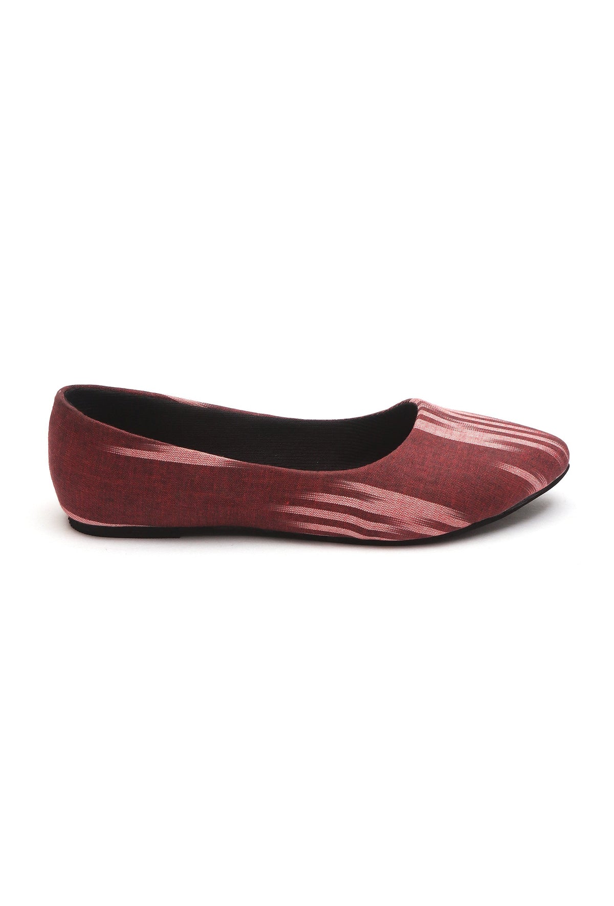 Maroon Ikkat Cruelty Free Leather Flat Ballerinas サイズ EU38