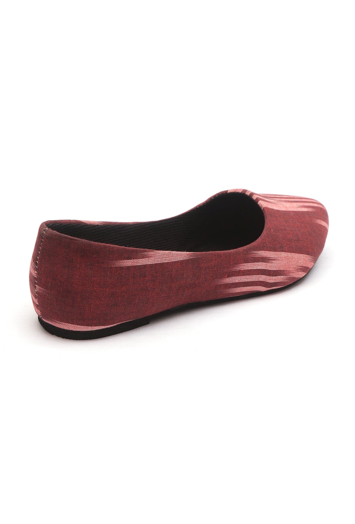 Maroon Ikkat Cruelty Free Leather Flat Ballerinas サイズ EU35