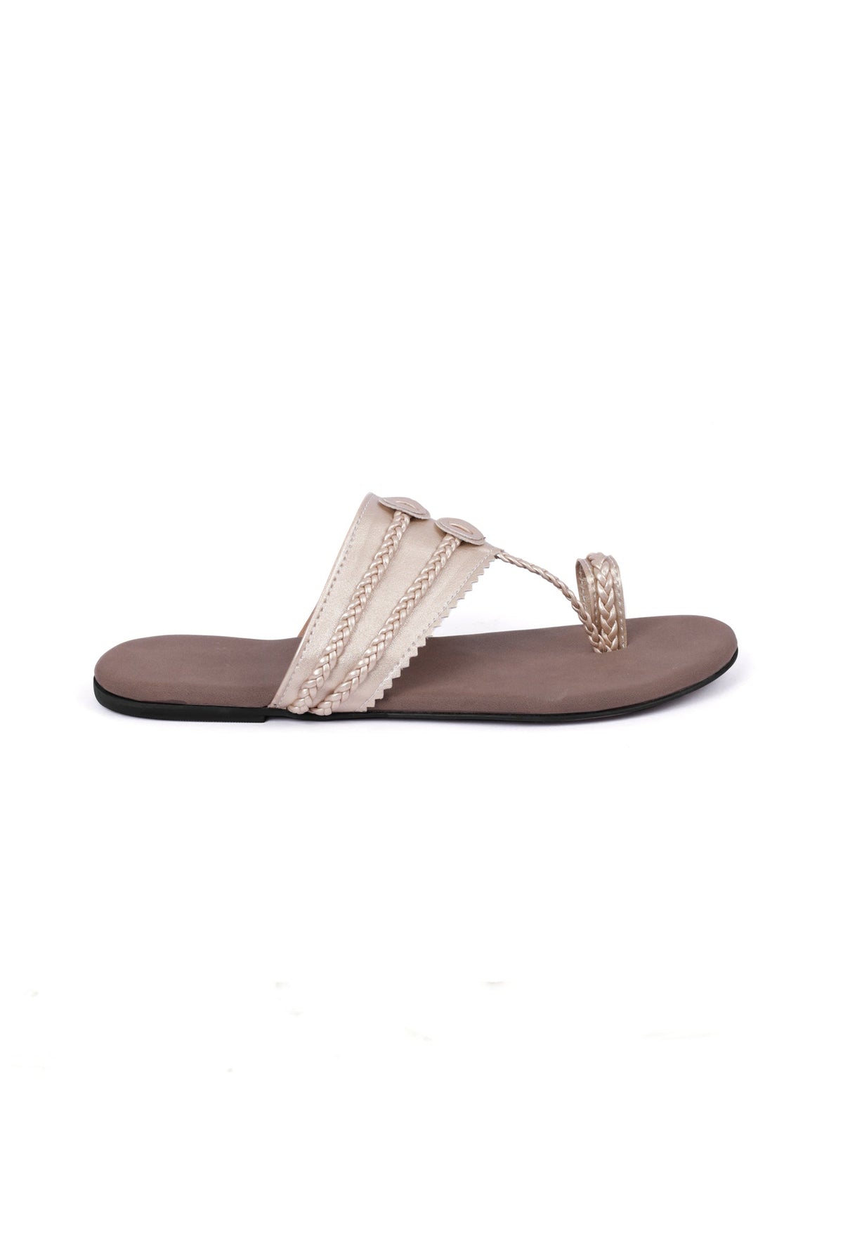 Golden and Brown Cruelty Free Leather Inspired Kolhapuri サイズ EU35