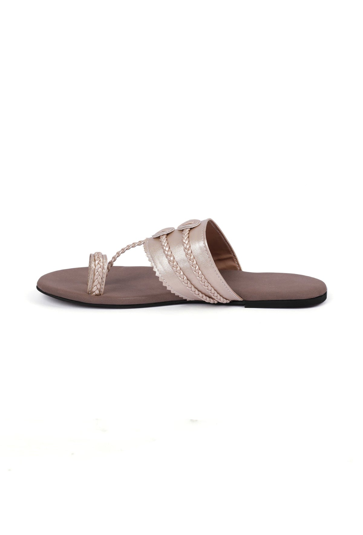 Golden and Brown Cruelty Free Leather Inspired Kolhapuri サイズ EU39
