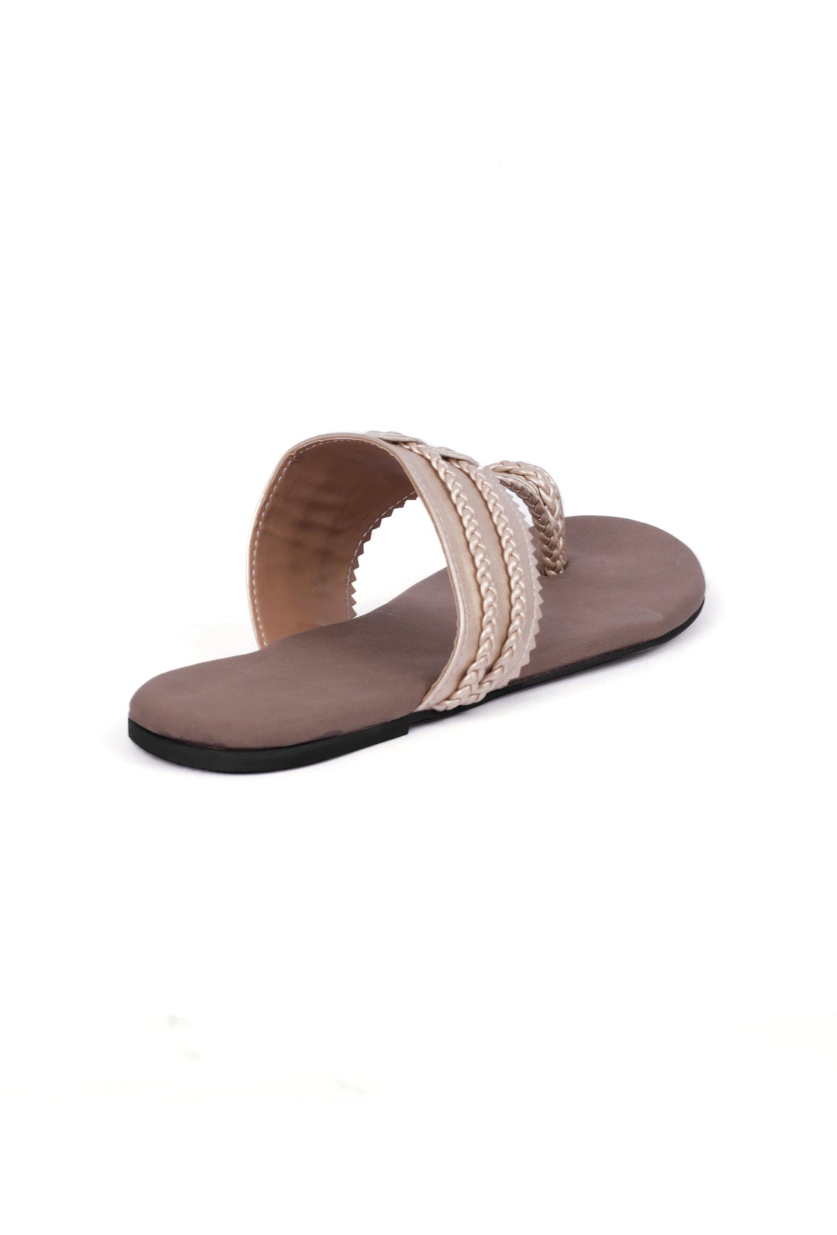 Golden and Brown Cruelty Free Leather Inspired Kolhapuri サイズ EU35