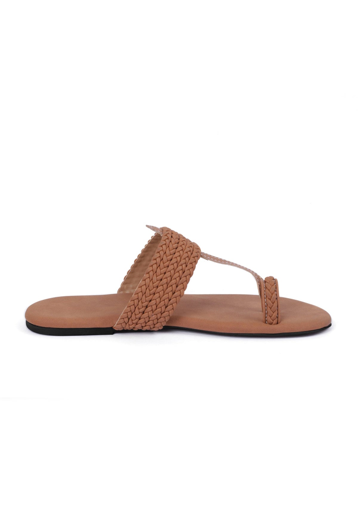 Tan Brown Cruelty Free Leather Inspired Kolhapuri with Multiple Braidings サイズ EU41