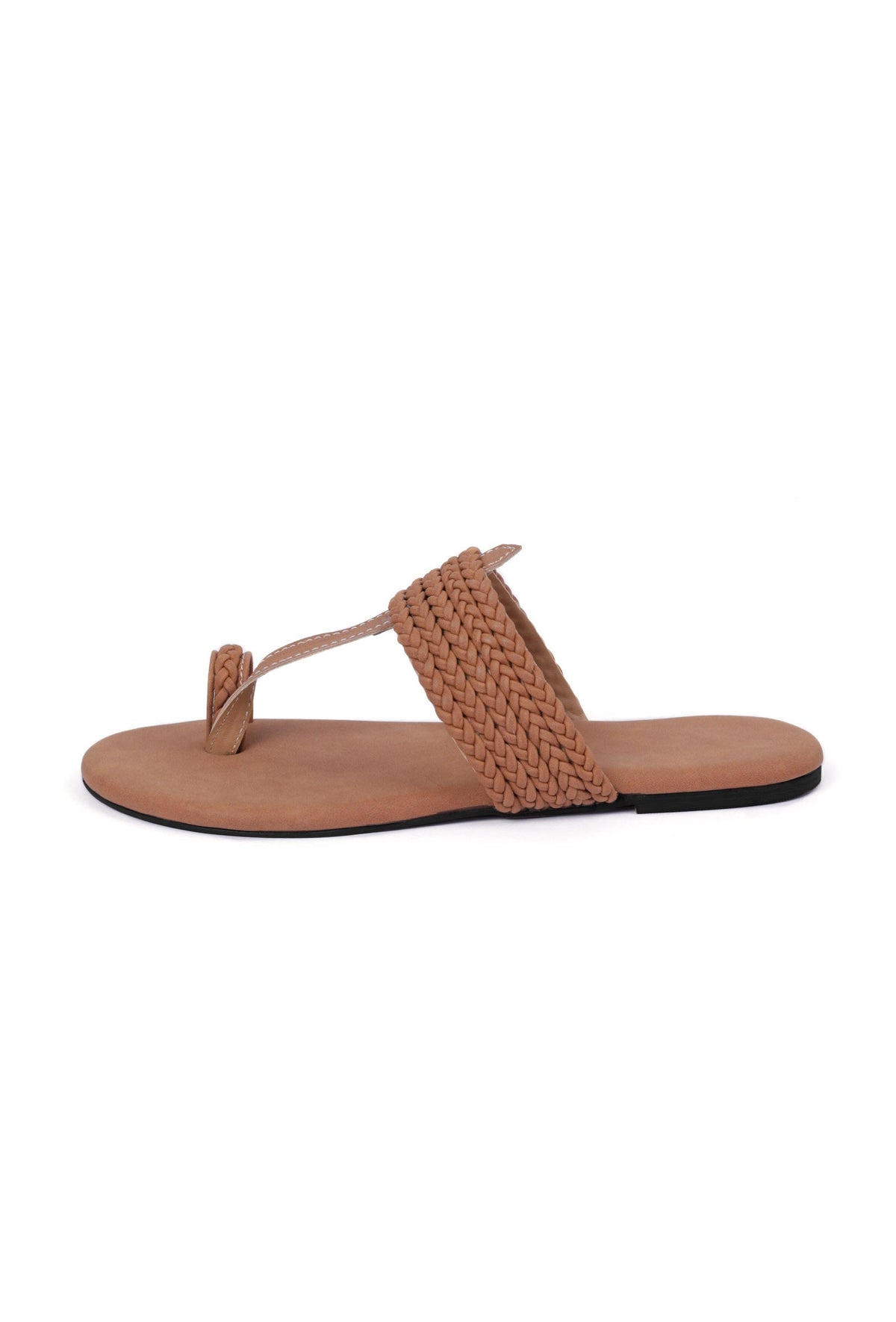 Tan Brown Cruelty Free Leather Inspired Kolhapuri with Multiple Braidings サイズ EU42