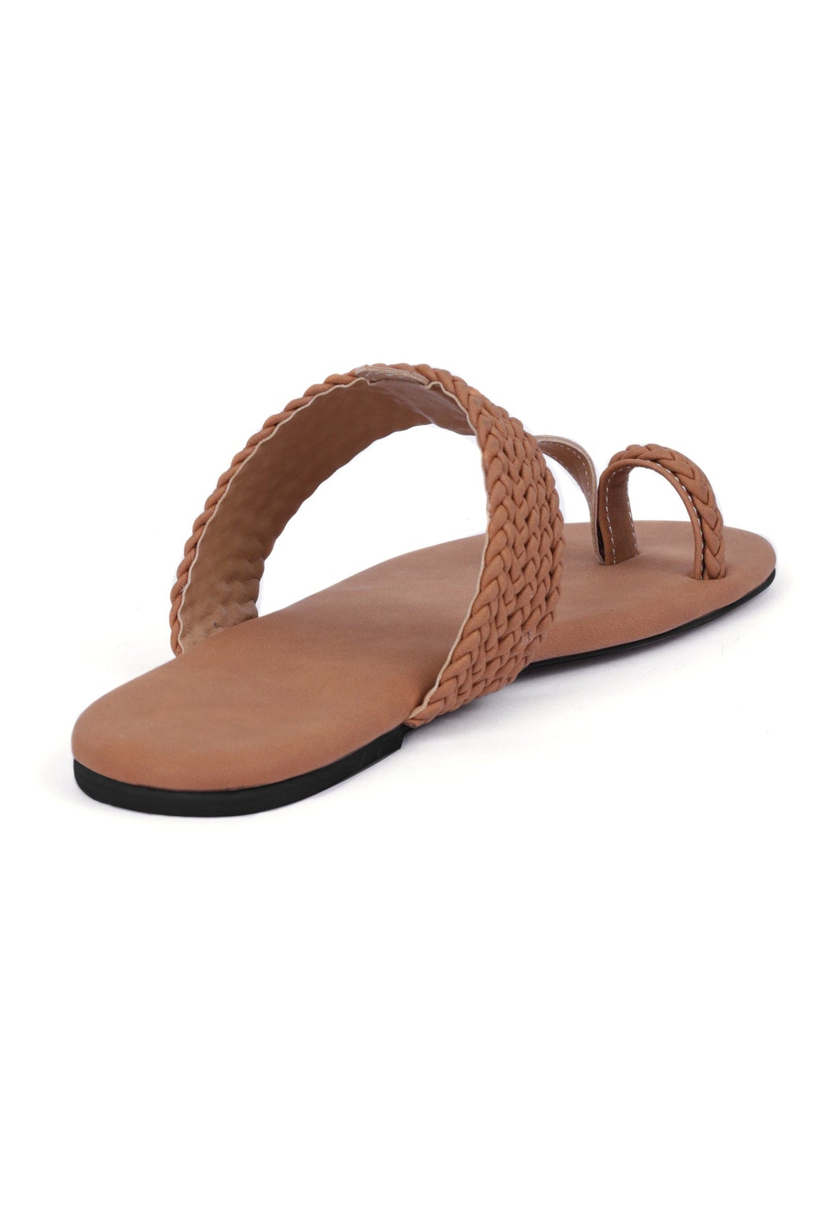 Tan Brown Cruelty Free Leather Inspired Kolhapuri with Multiple Braidings サイズ EU38