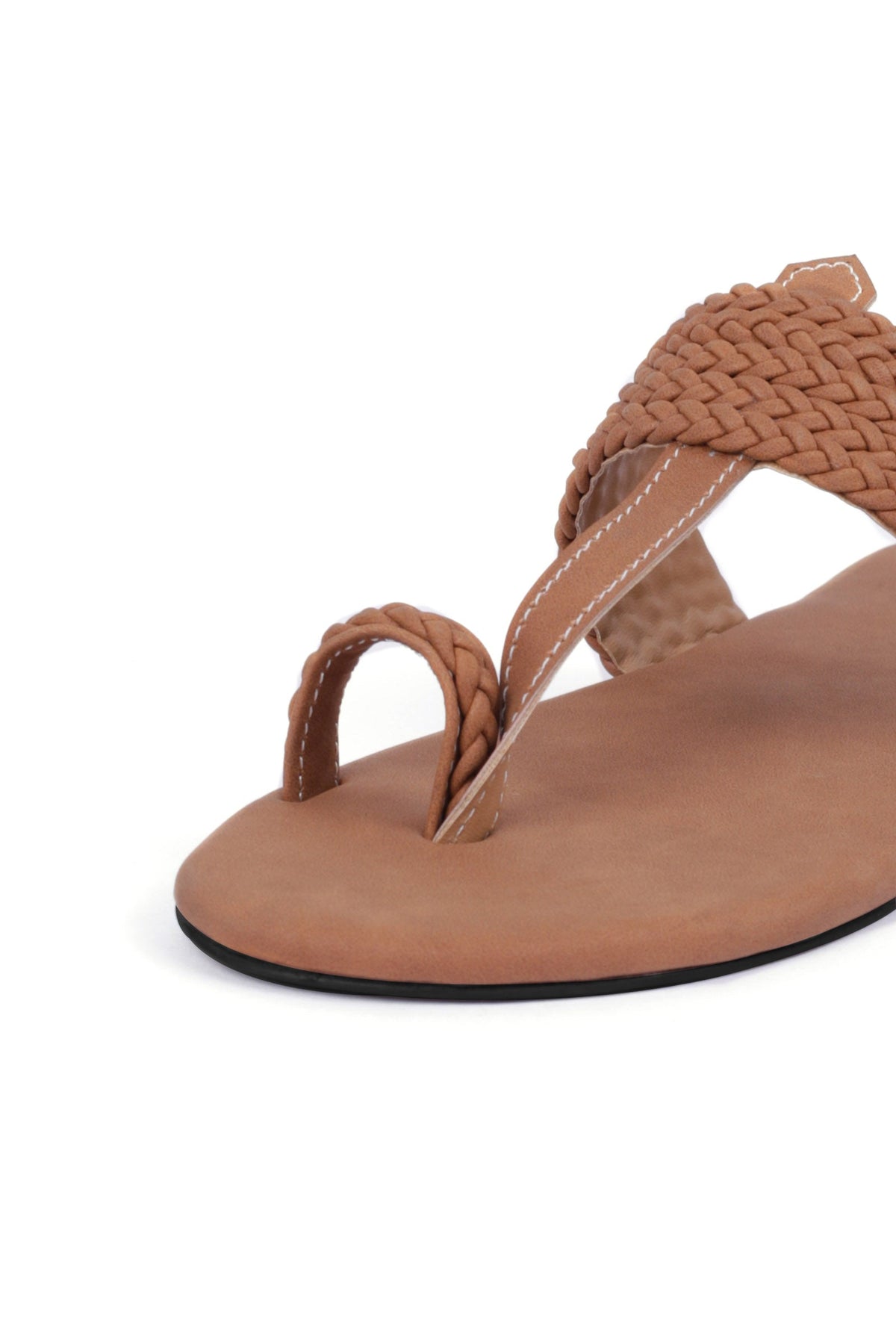 Tan Brown Cruelty Free Leather Inspired Kolhapuri with Multiple Braidings サイズ EU41