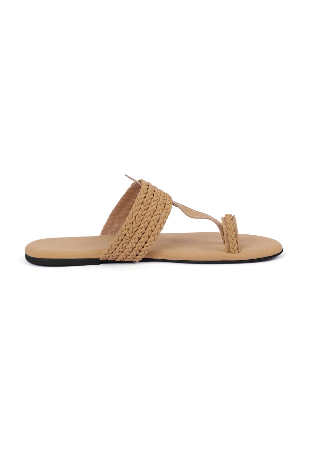 Camel Brown Cruelty Free Leather Inspired Kolhapuri with Multiple Braidings サイズ EU42