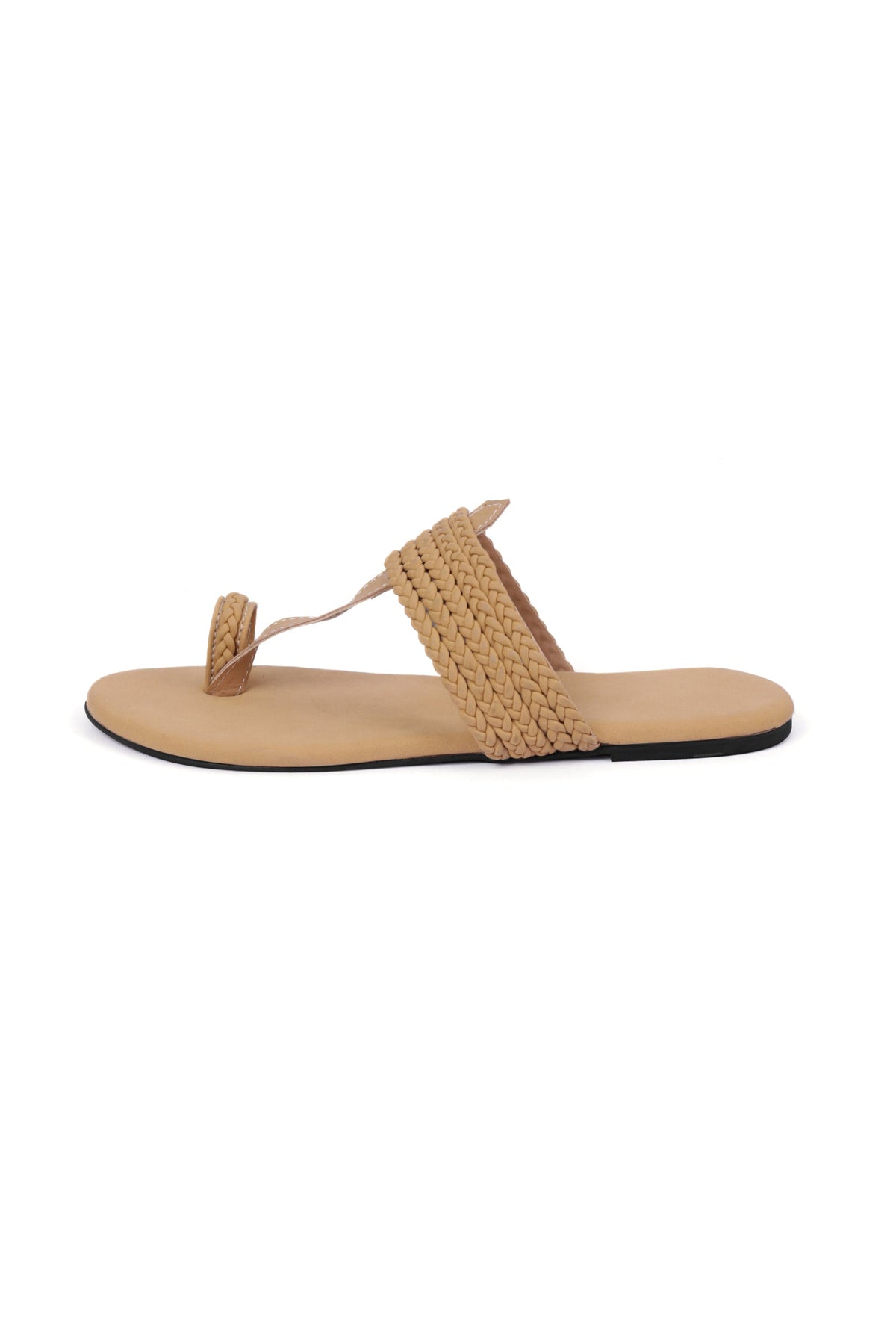Camel Brown Cruelty Free Leather Inspired Kolhapuri with Multiple Braidings サイズ EU35
