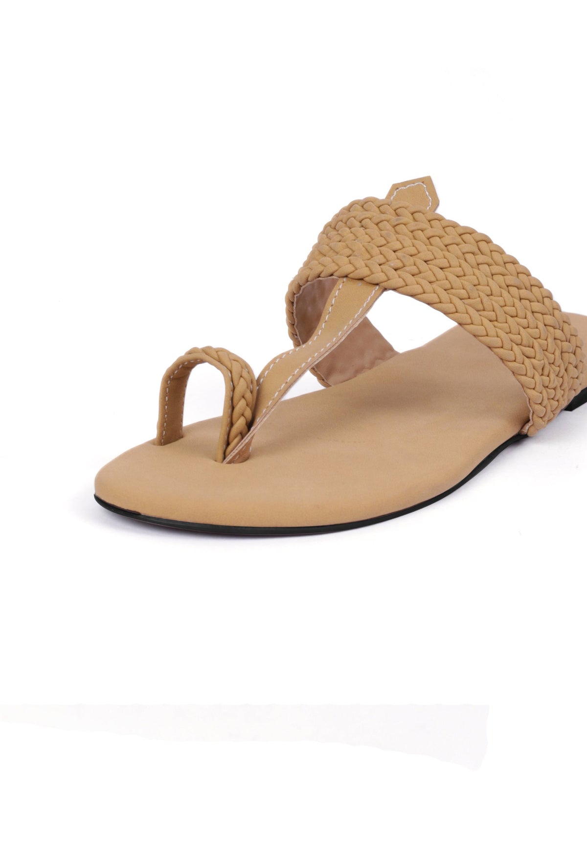 Camel Brown Cruelty Free Leather Inspired Kolhapuri with Multiple Braidings サイズ EU42