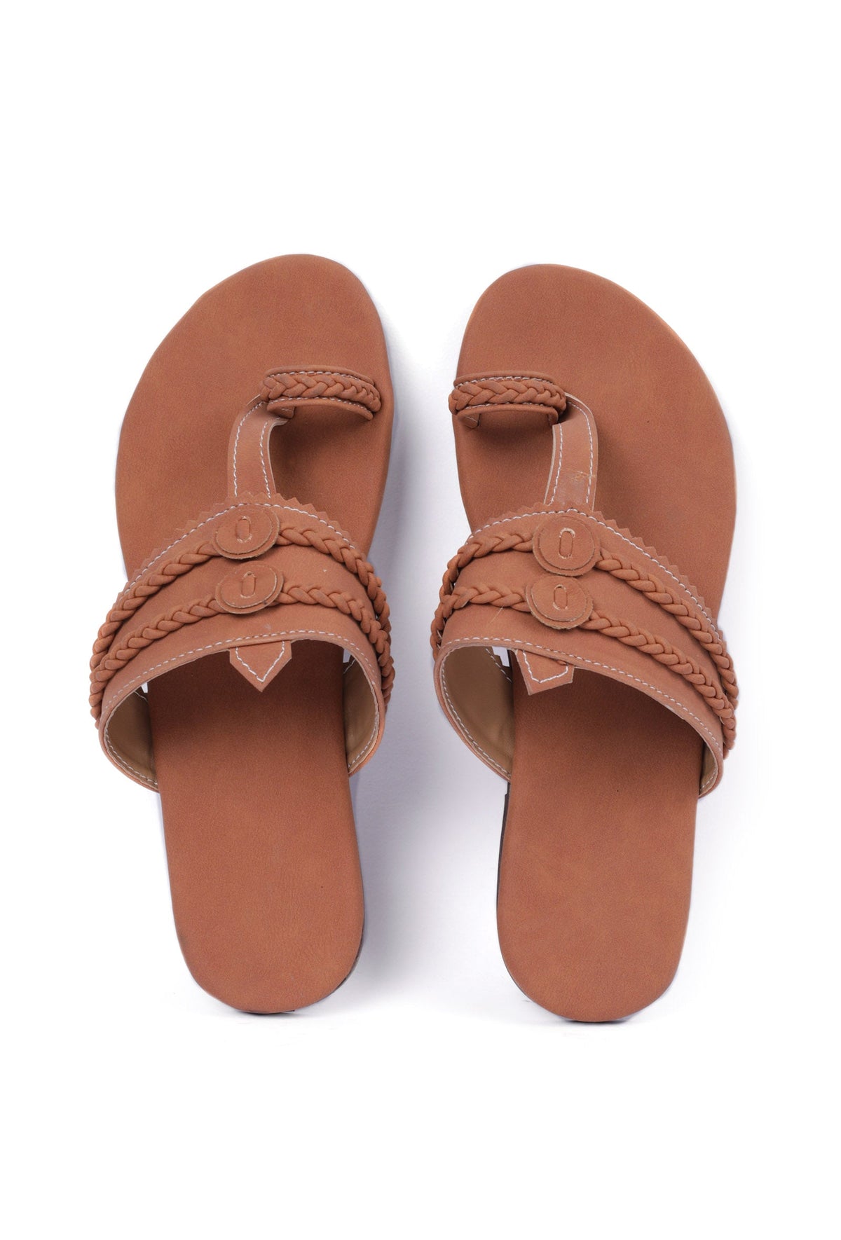 Tan Brown Cruelty Free Leather Inspired Kolhapuri サイズ EU38