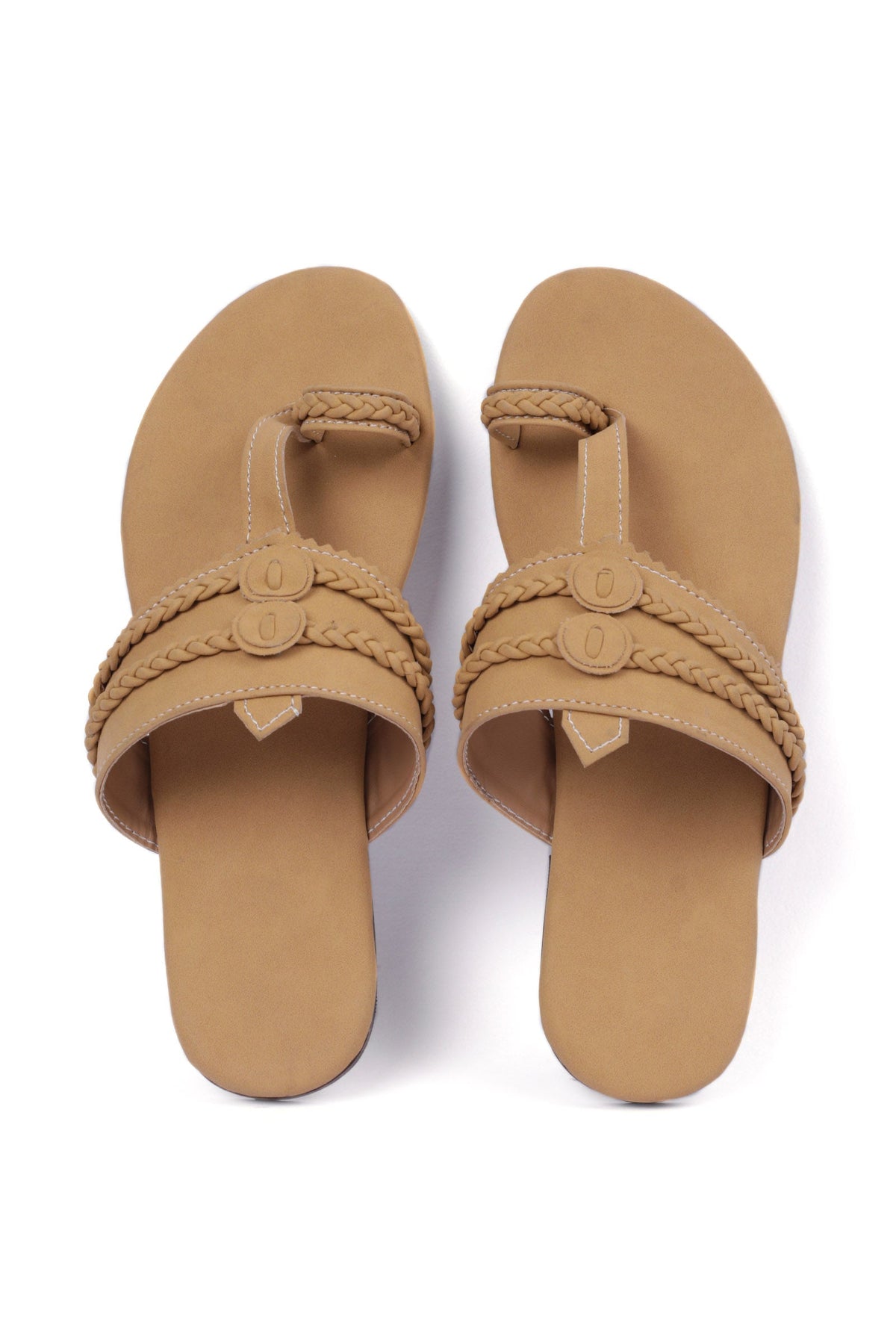 Camel Brown Cruelty Free Leather Inspired Kolhapuri サイズ EU41