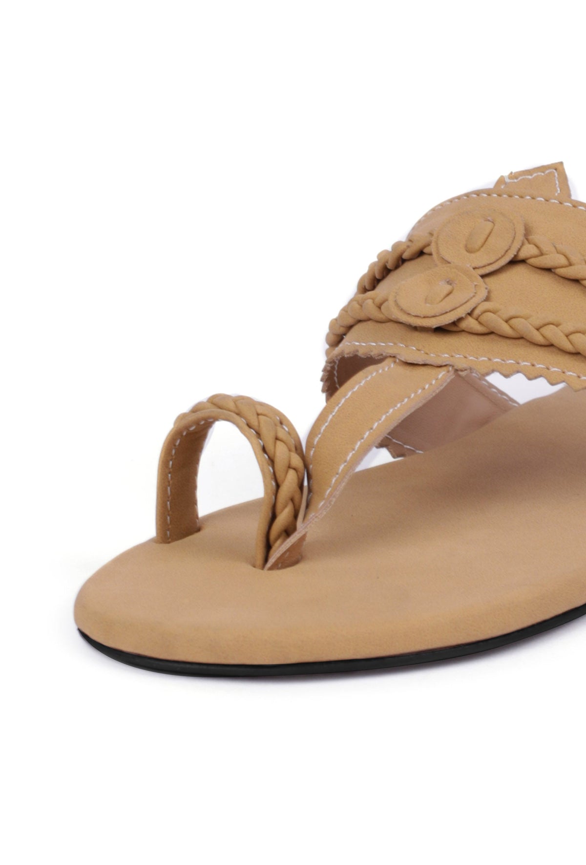 Camel Brown Cruelty Free Leather Inspired Kolhapuri サイズ EU36
