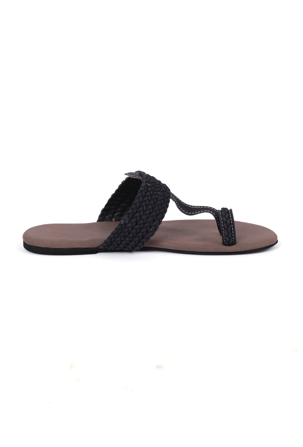 Brown and Black Cruelty Free Leather Inspired Kolhapuri with Multiple Braidings サイズ EU39