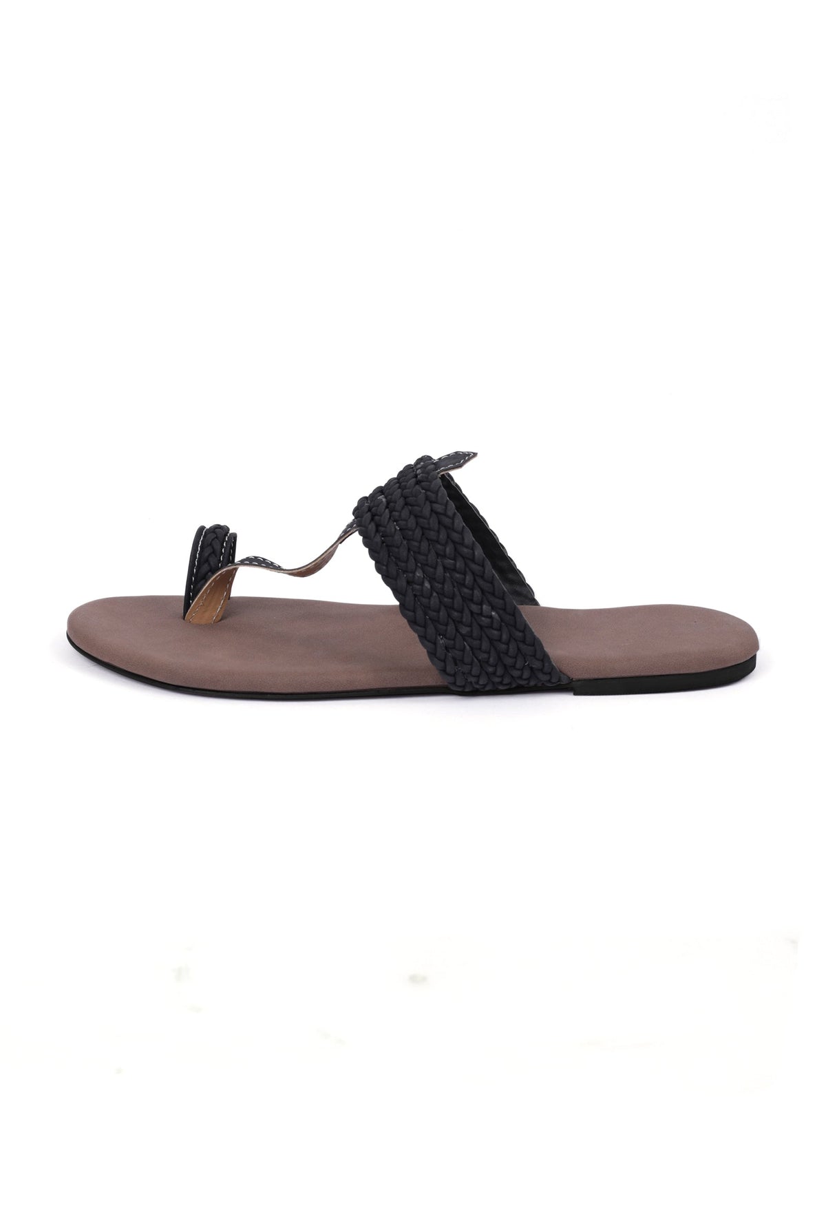 Brown and Black Cruelty Free Leather Inspired Kolhapuri with Multiple Braidings サイズ EU41