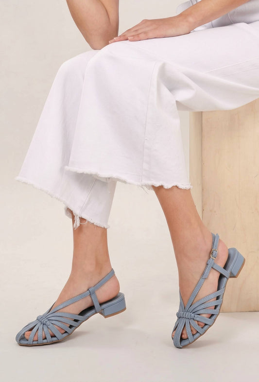 Blue Multi-Strap Knotted Slingback Flat Sandals サイズ EU38
