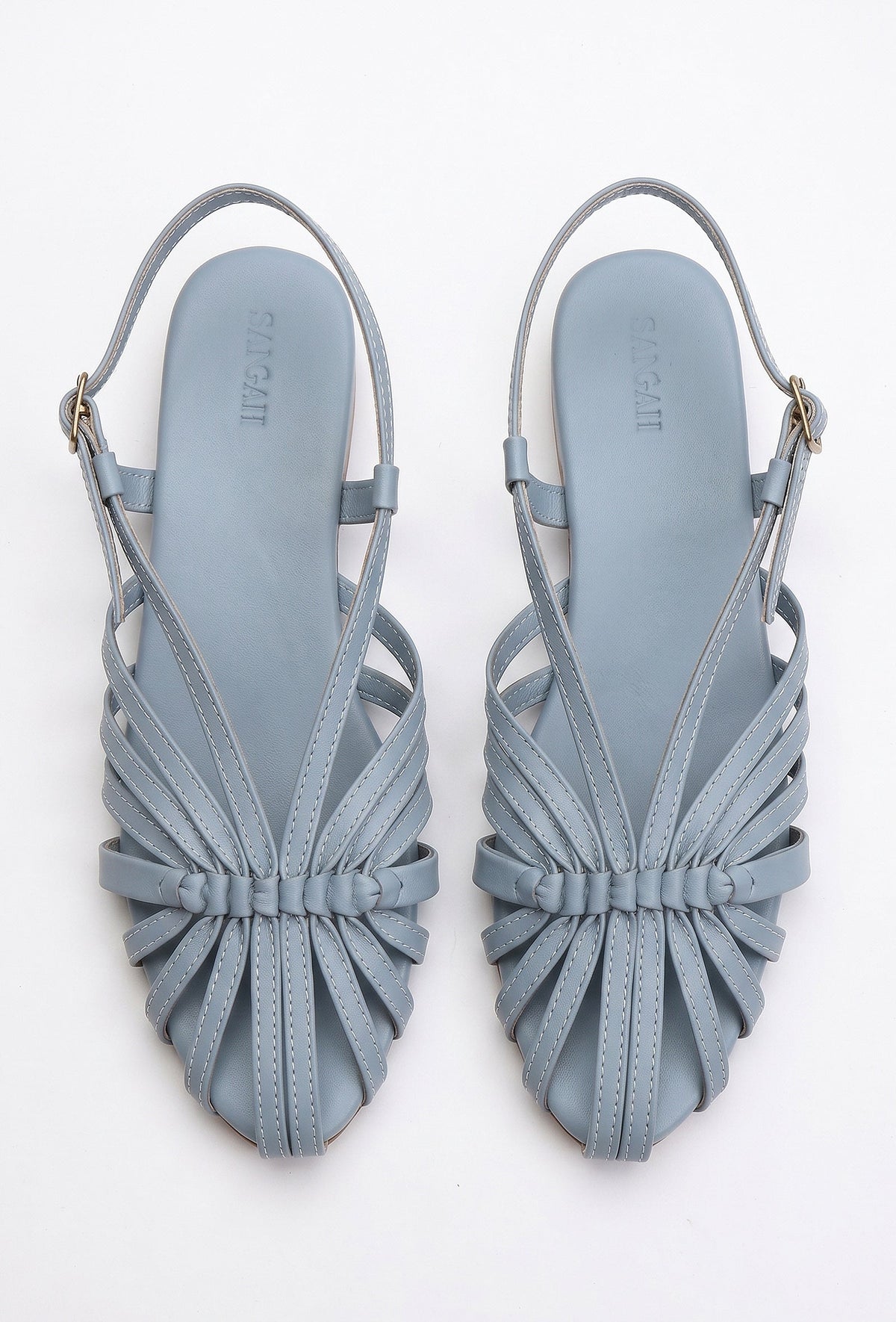 Blue Multi-Strap Knotted Slingback Flat Sandals サイズ EU39
