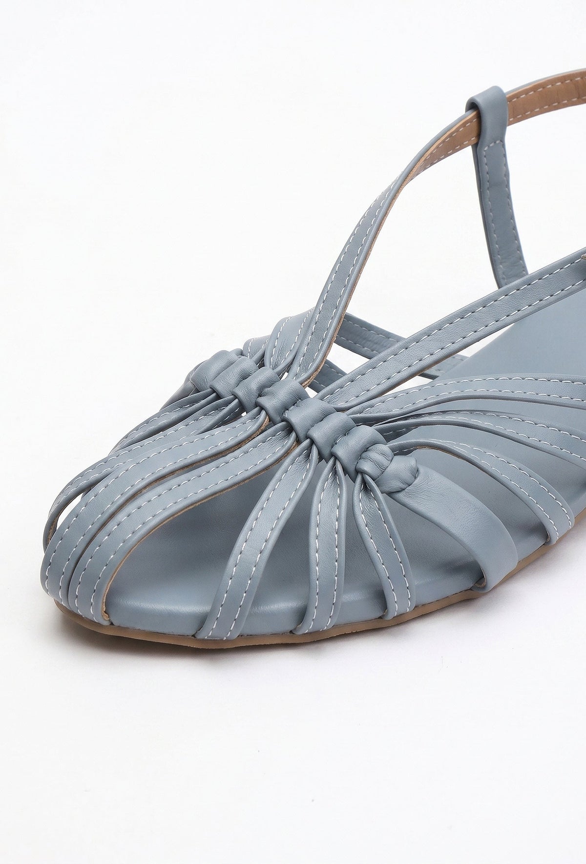 Blue Multi-Strap Knotted Slingback Flat Sandals サイズ EU35