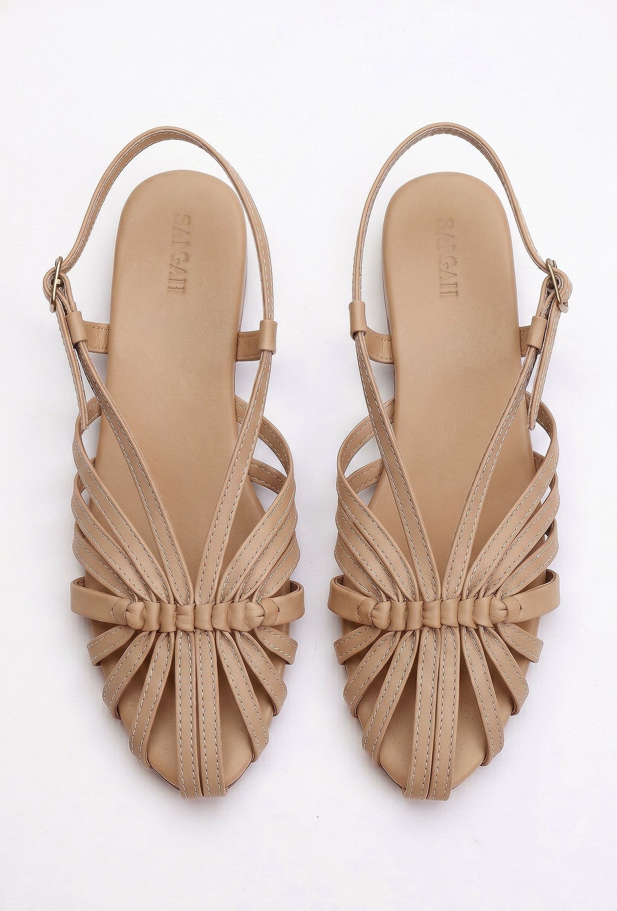 Camel Multi-Strap Knotted Slingback Flat Sandals サイズ EU41