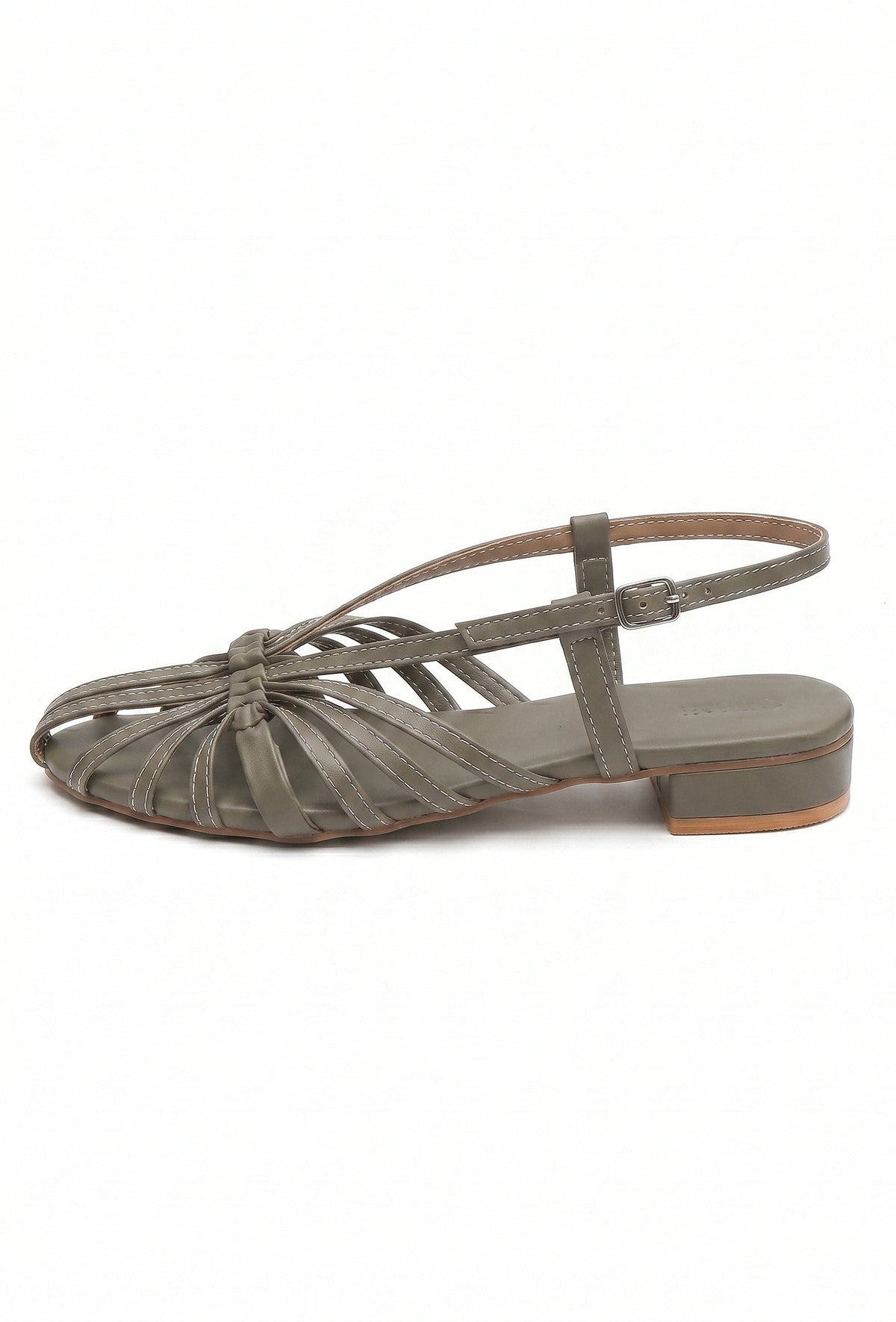 Taupe Multi-Strap Knotted Slingback Flat Sandals サイズ EU38