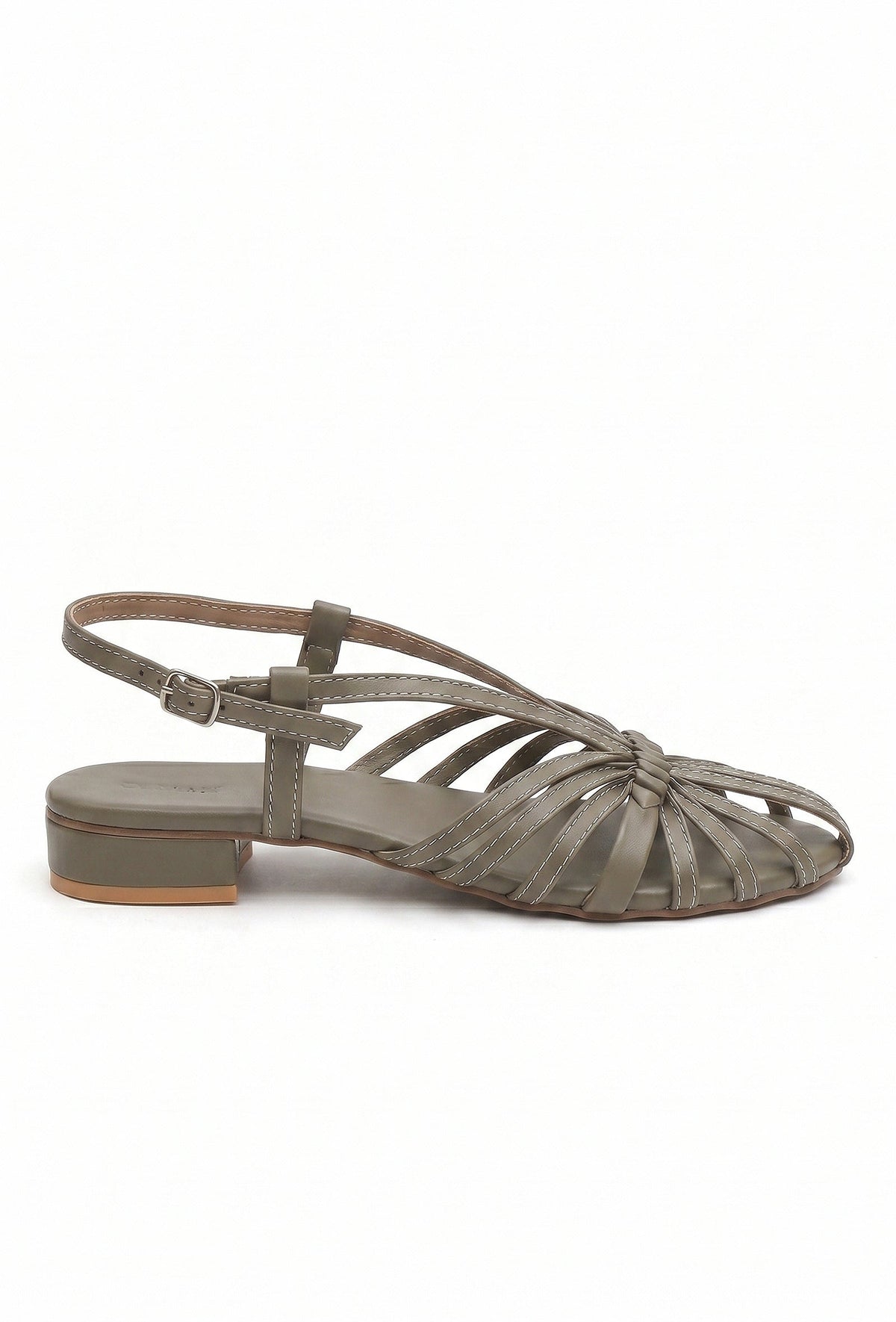 Taupe Multi-Strap Knotted Slingback Flat Sandals サイズ EU38