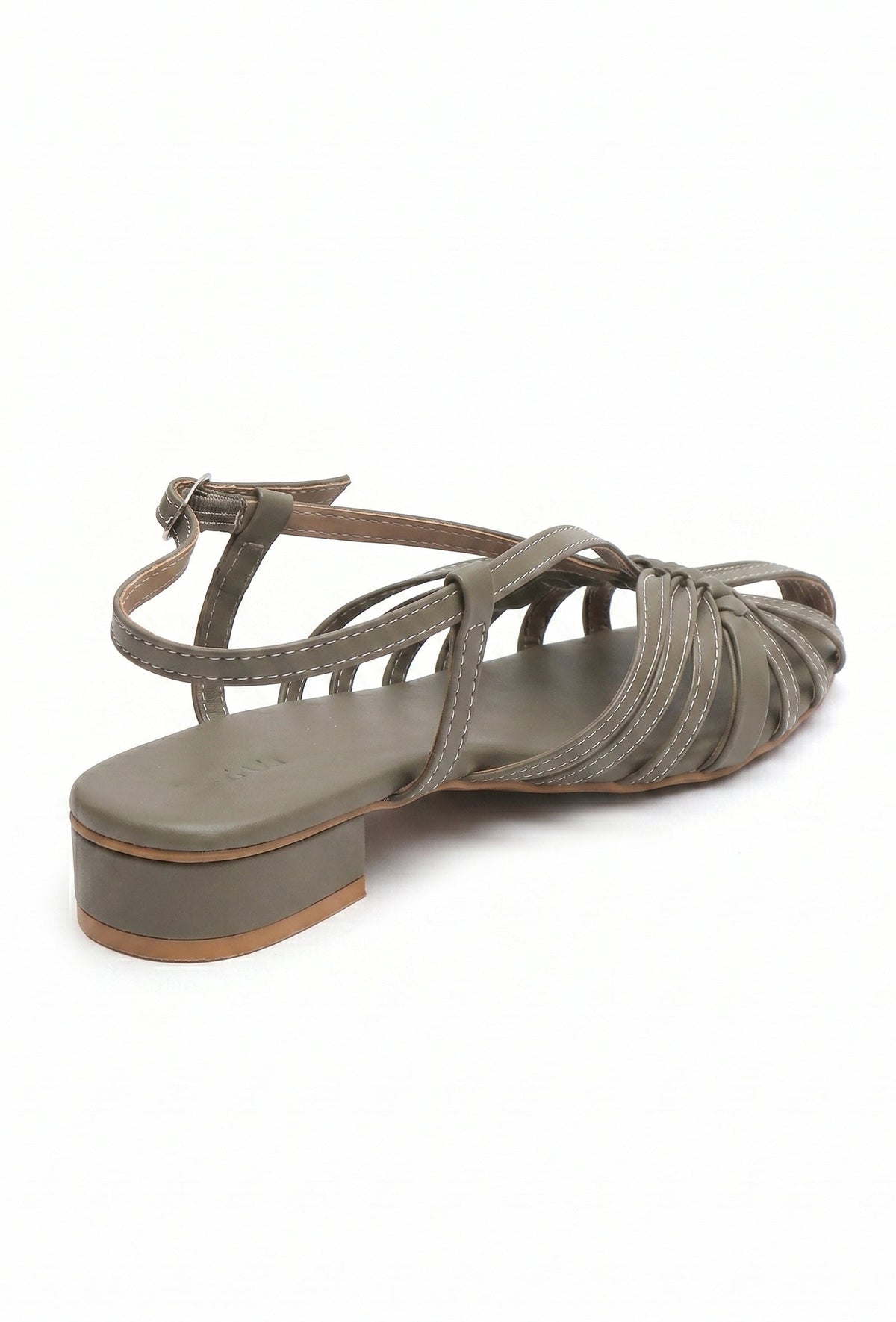 Taupe Multi-Strap Knotted Slingback Flat Sandals サイズ EU38