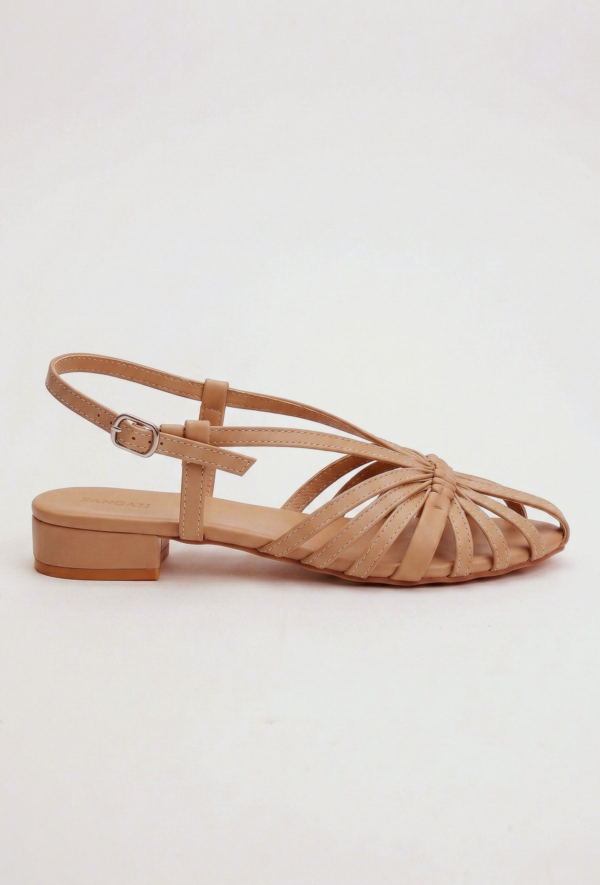 Cream Multi-Strap Knotted Slingback Flat Sandals サイズ EU36