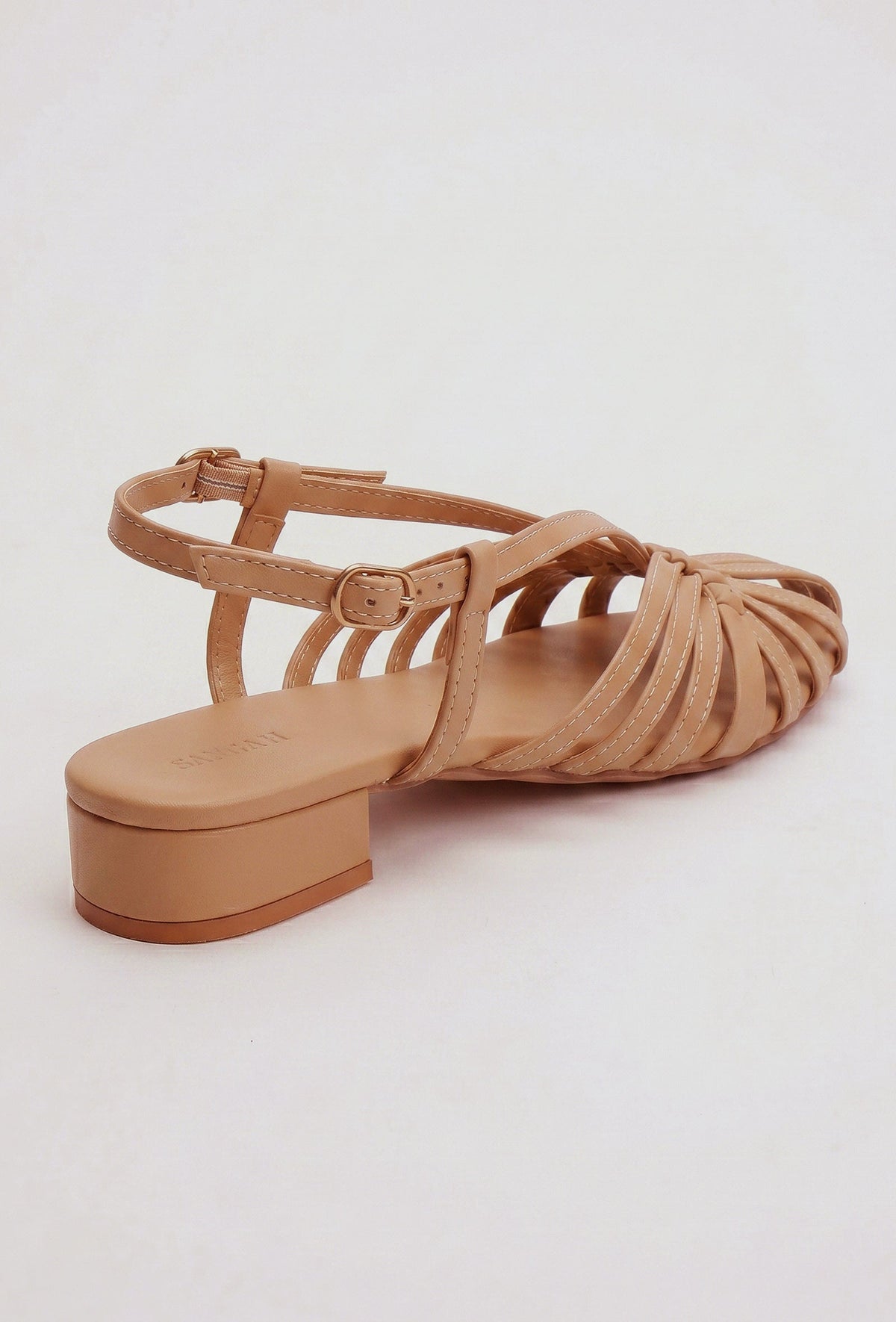 Cream Multi-Strap Knotted Slingback Flat Sandals サイズ EU36