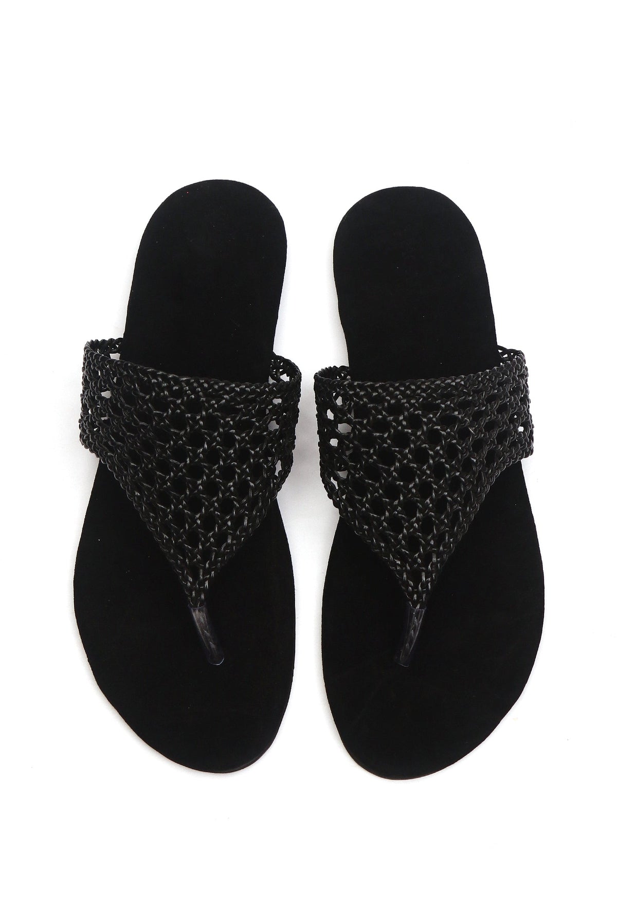 Noir Weave Thong Flat Sandals サイズ EU38