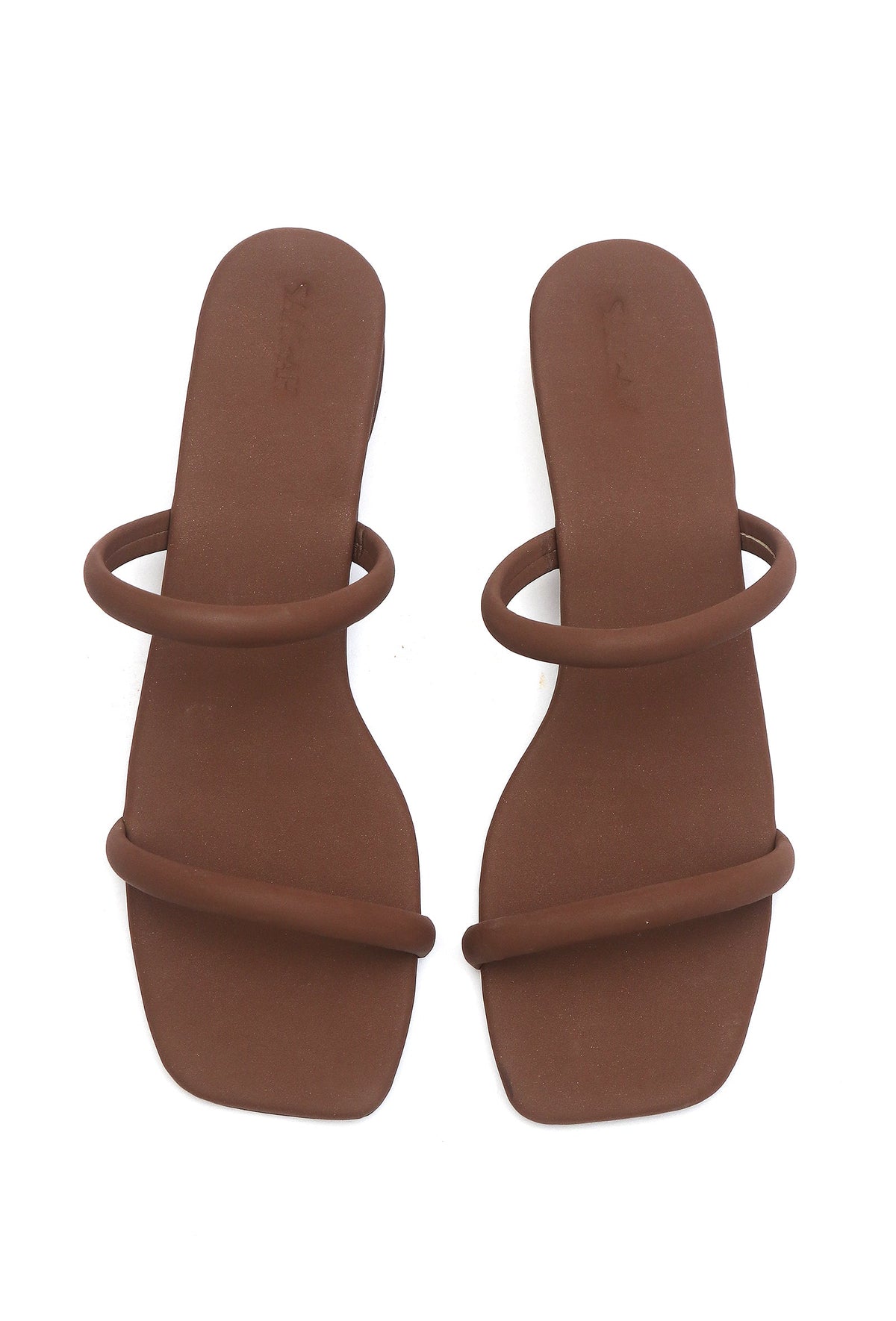 Tan Brown Dual Strap Slide Sandals サイズ EU41
