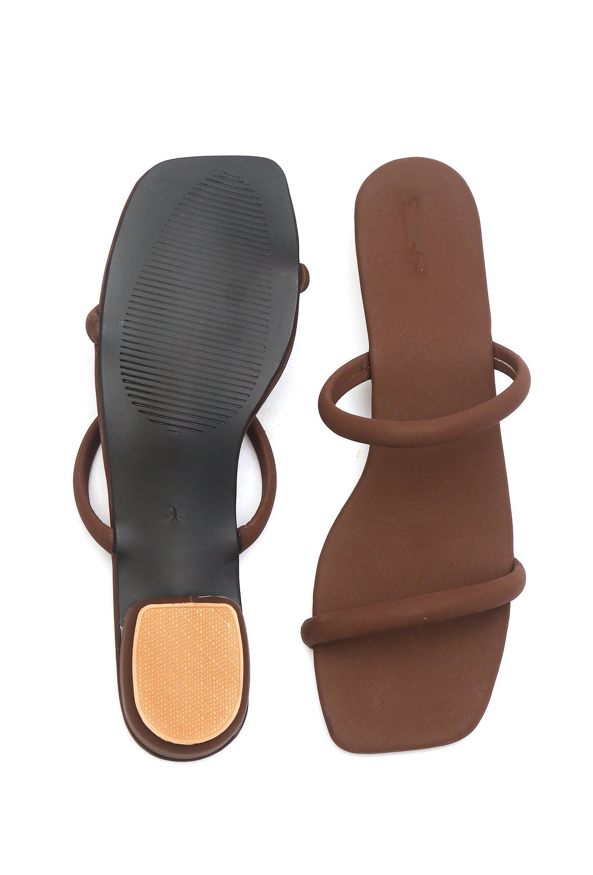Tan Brown Dual Strap Slide Sandals サイズ EU38