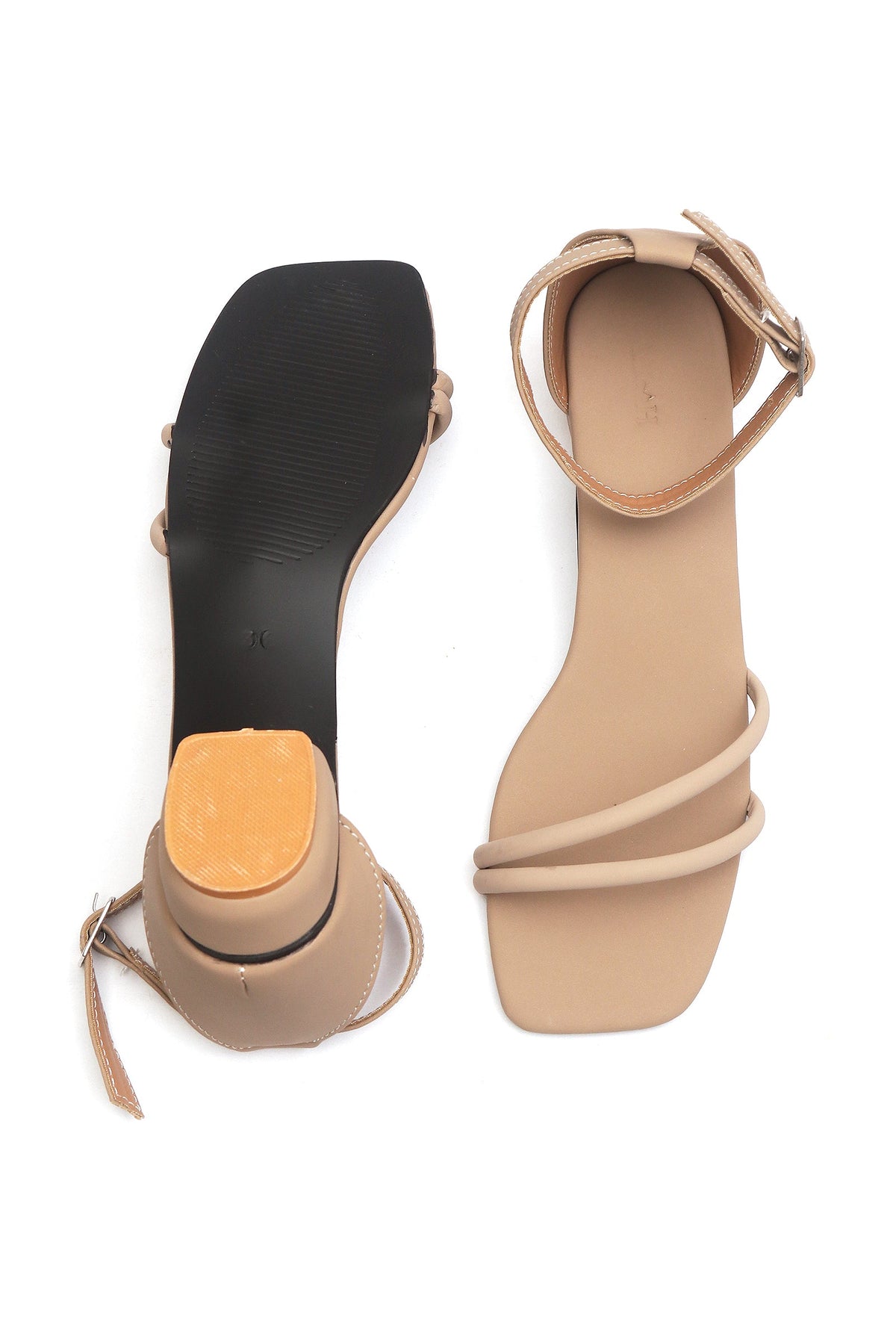 Beige Tube Strap Ankle Buckle Sandals サイズ EU41