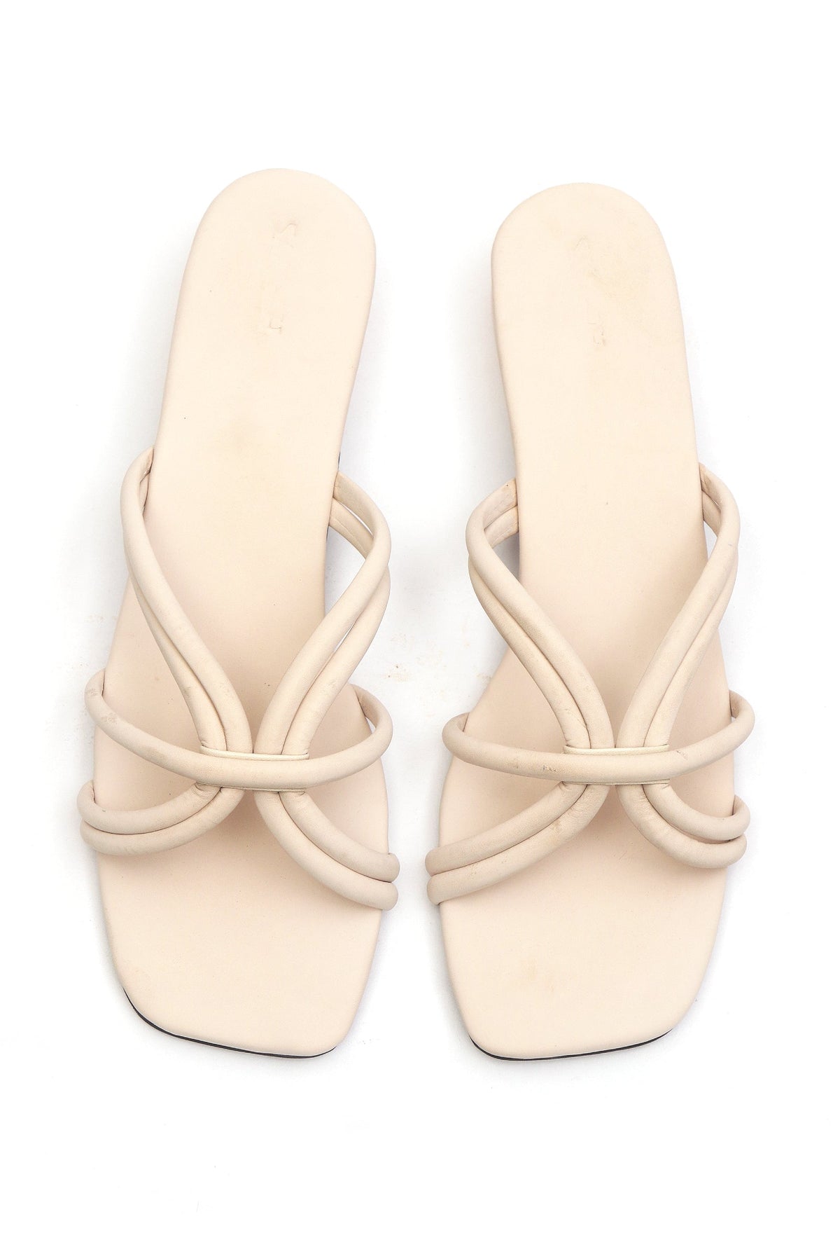 Cream White Multi Tube Strap Slide Sandals サイズ EU37