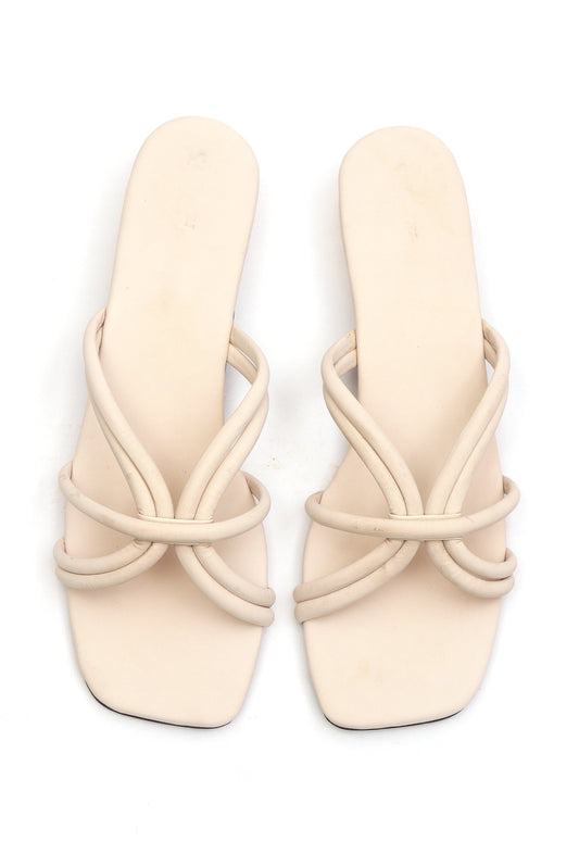 Cream White Multi Tube Strap Slide Sandals サイズ EU38