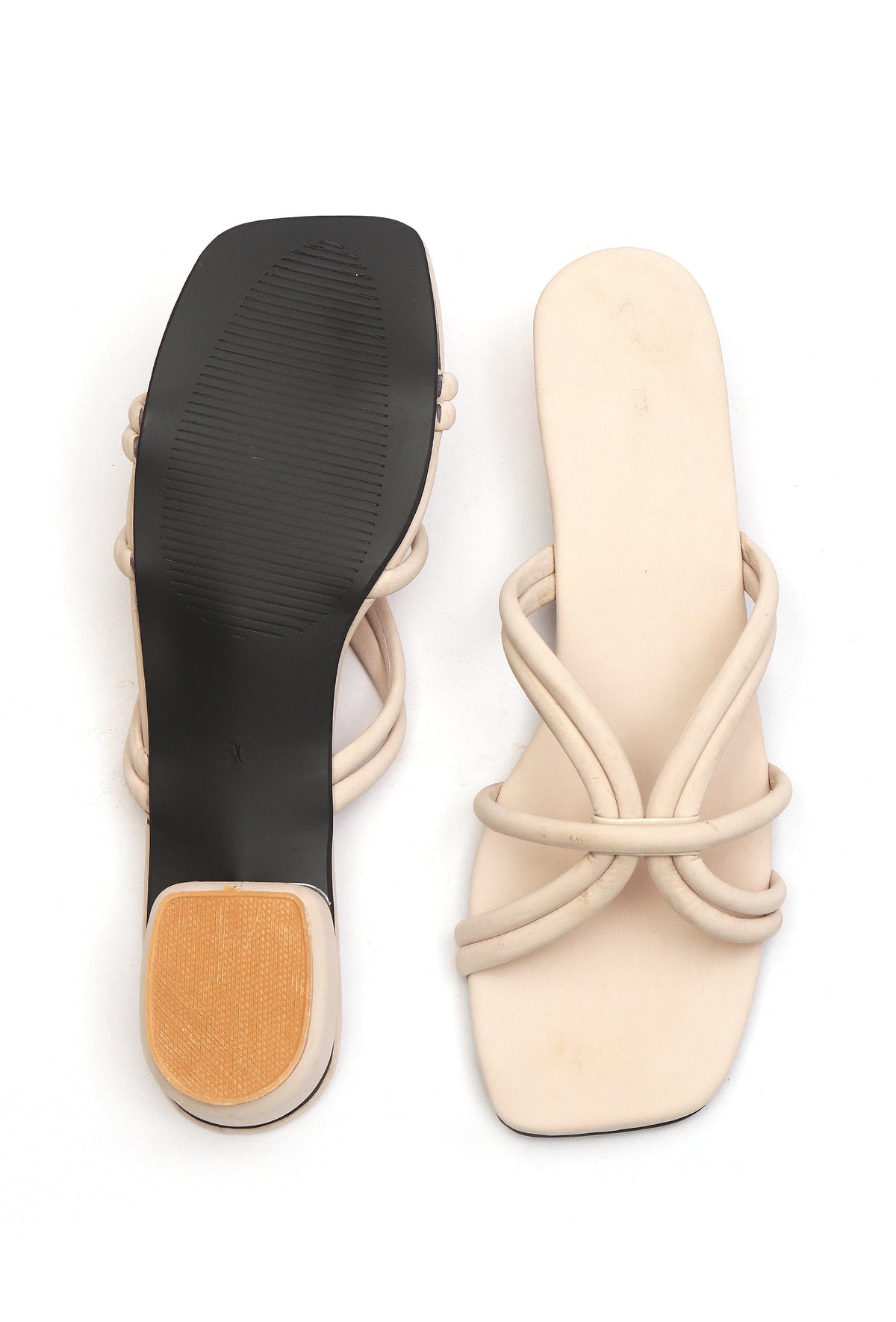 Cream White Multi Tube Strap Slide Sandals サイズ EU35