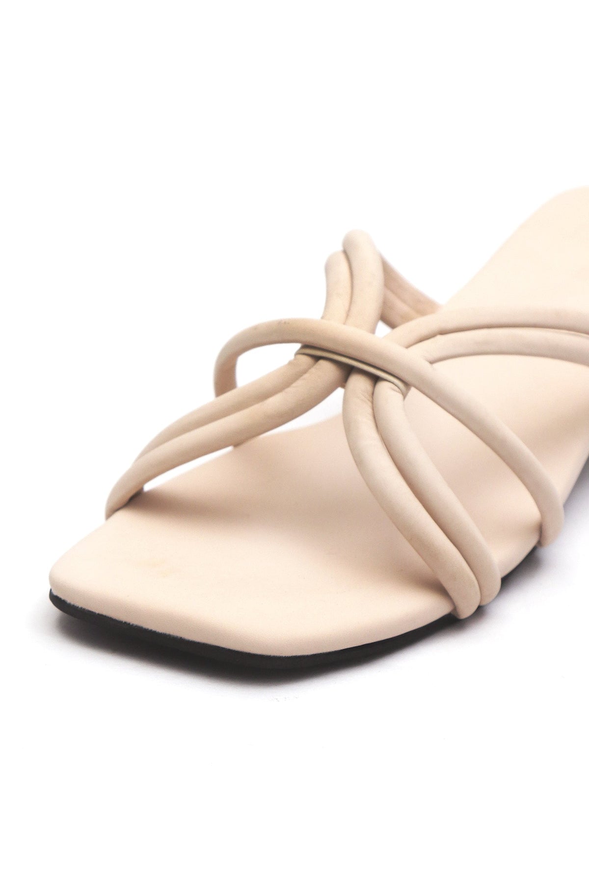 Cream White Multi Tube Strap Slide Sandals サイズ EU42