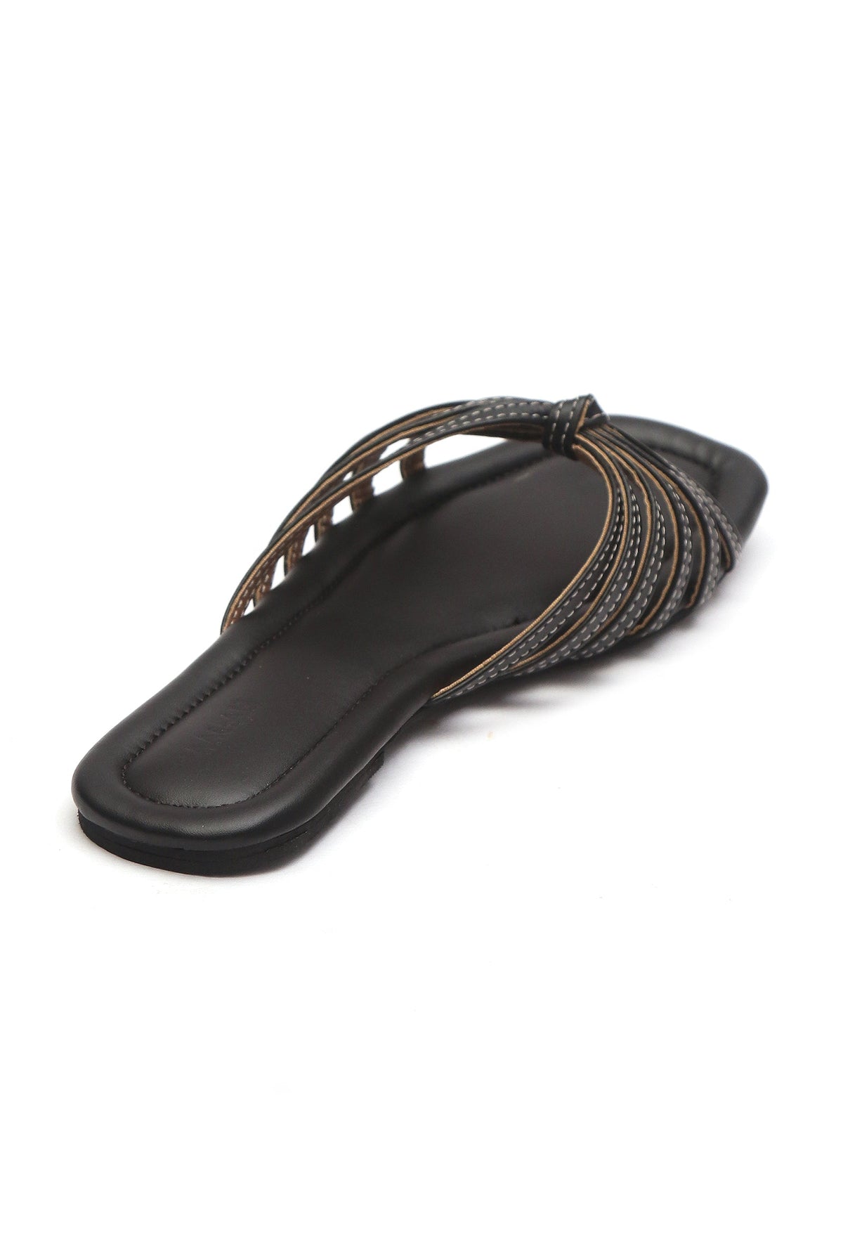 Black Knotted Multi-Strap Flat Slides サイズ EU36