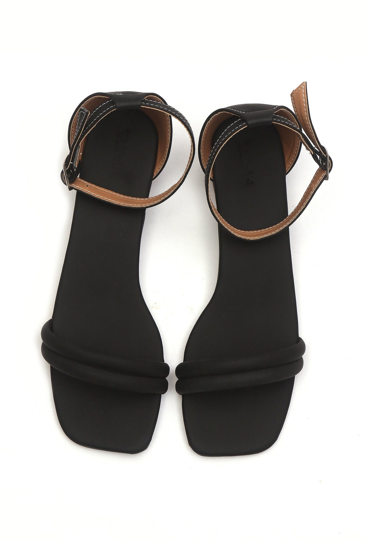 Black Double-Strap Ankle-Buckle Heeled Sandals サイズ EU39