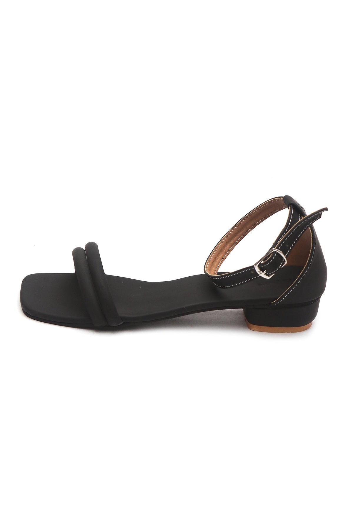 Black Double-Strap Ankle-Buckle Heeled Sandals サイズ EU38