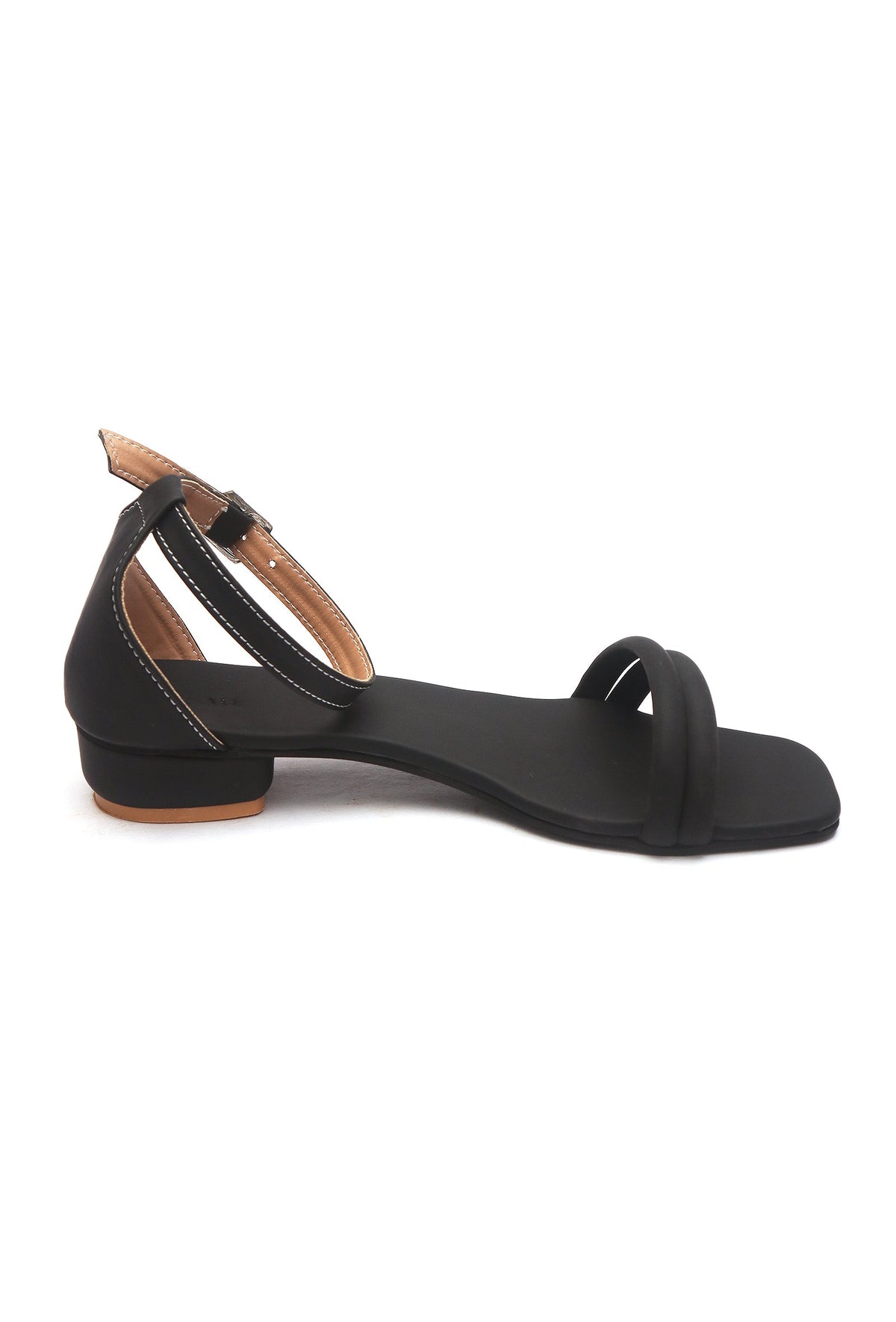 Black Double-Strap Ankle-Buckle Heeled Sandals サイズ EU40